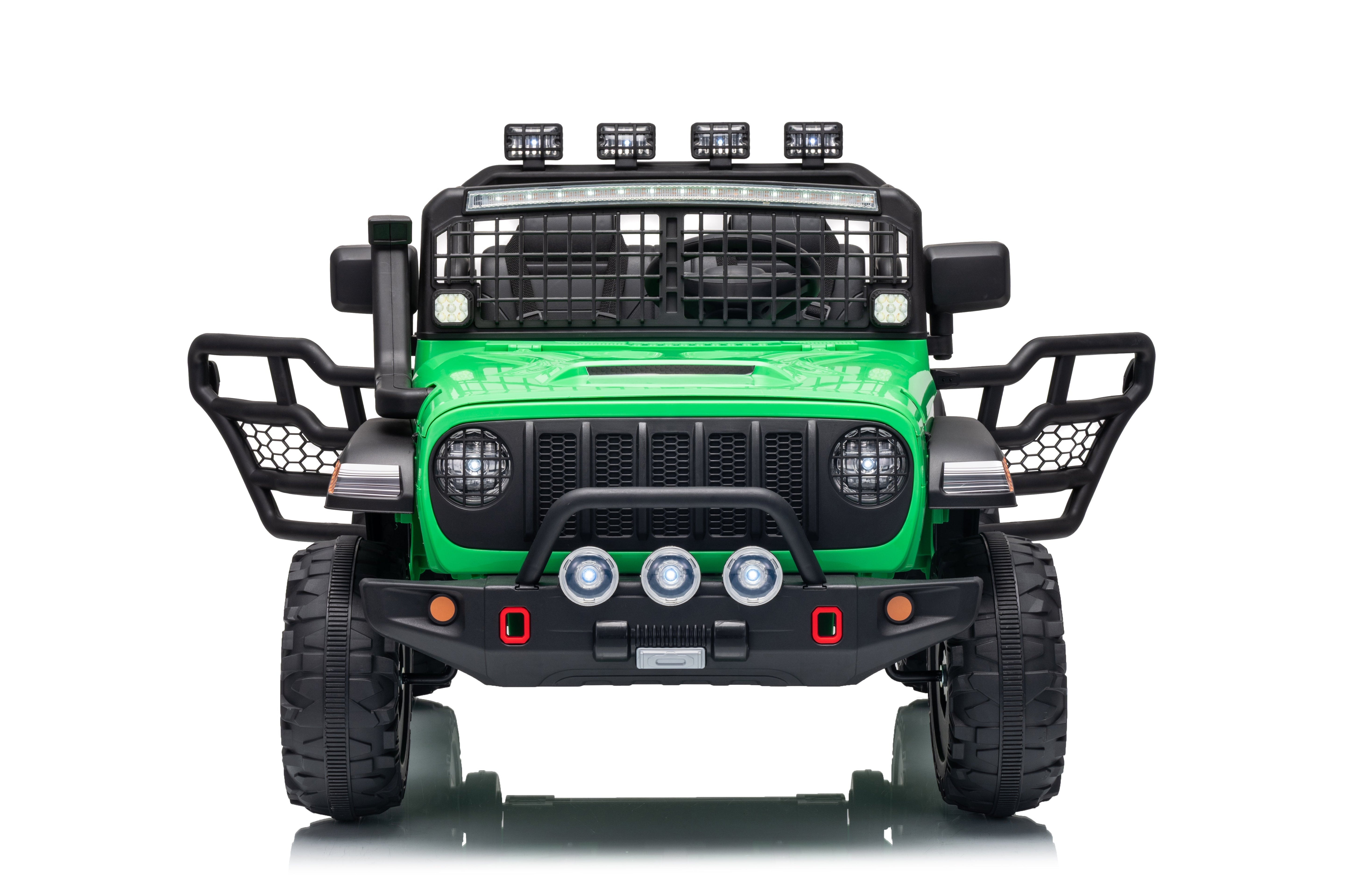 Garvee 24V Ride on Toys for Big Kids, 2-Seater Electric Ride on Car Truck with Remote Control, Four-Wheel Shock Absorbers, 4 Mph Max Speed, Music, LED Lights for Boys Girls, Green