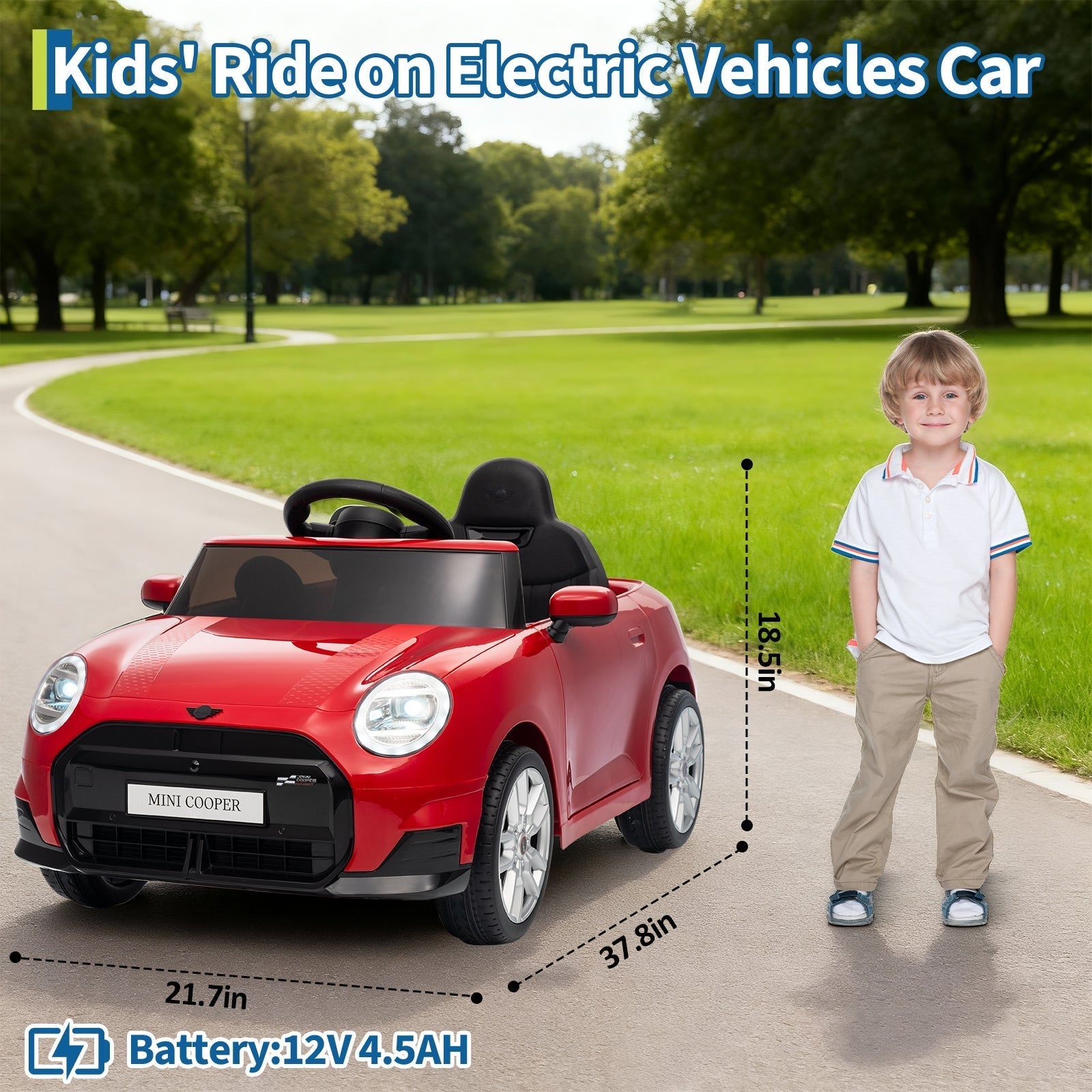 Garvee 12V BMW Mini Cooper Licensed Electric Ride-on Car for Kid, Powered by 4.5Ah Battery, Includes Positive Energy Charger, Wheels, Remote Control with Factory-Paired Code