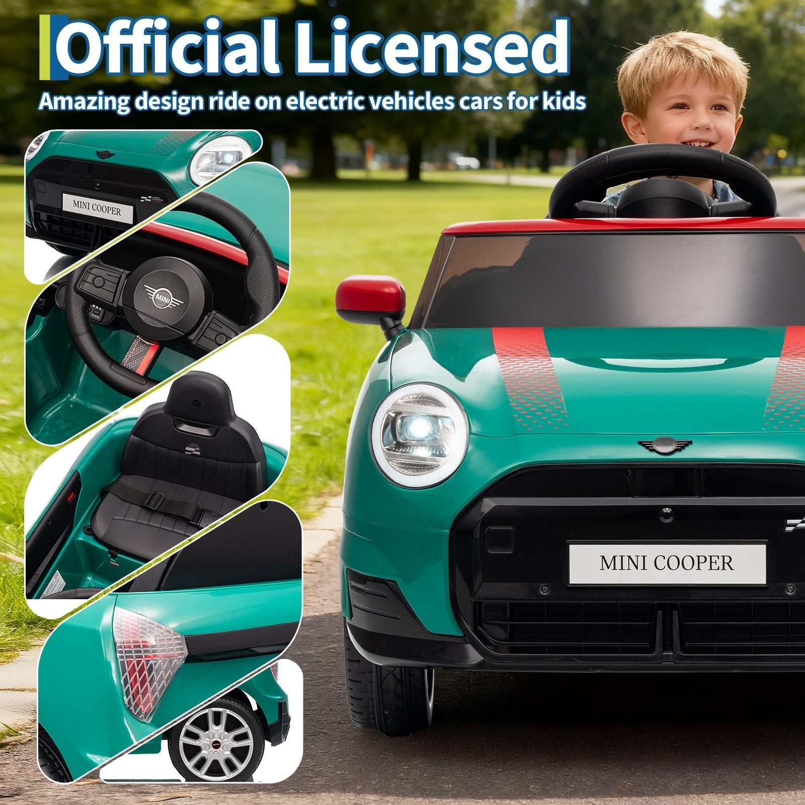Garvee 12V BMW Mini Cooper Licensed Electric Ride-on Car for Kid, Powered by 4.5Ah Battery, Includes Positive Energy Charger, Wheels, Remote Control with Factory-Paired Code