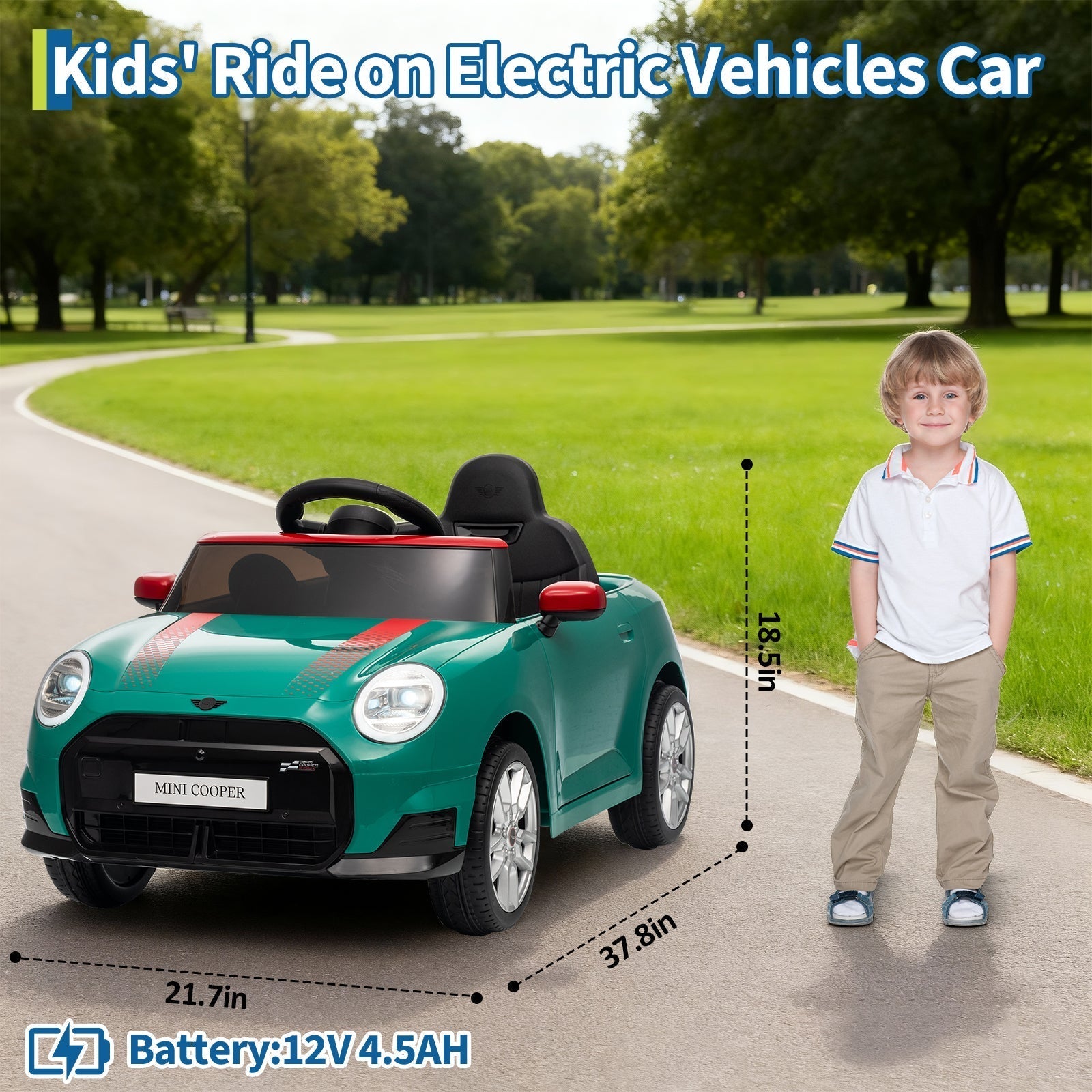 Garvee 12V BMW Mini Cooper Licensed Electric Ride-on Car for Kid, Powered by 4.5Ah Battery, Includes Positive Energy Charger, Wheels, Remote Control with Factory-Paired Code