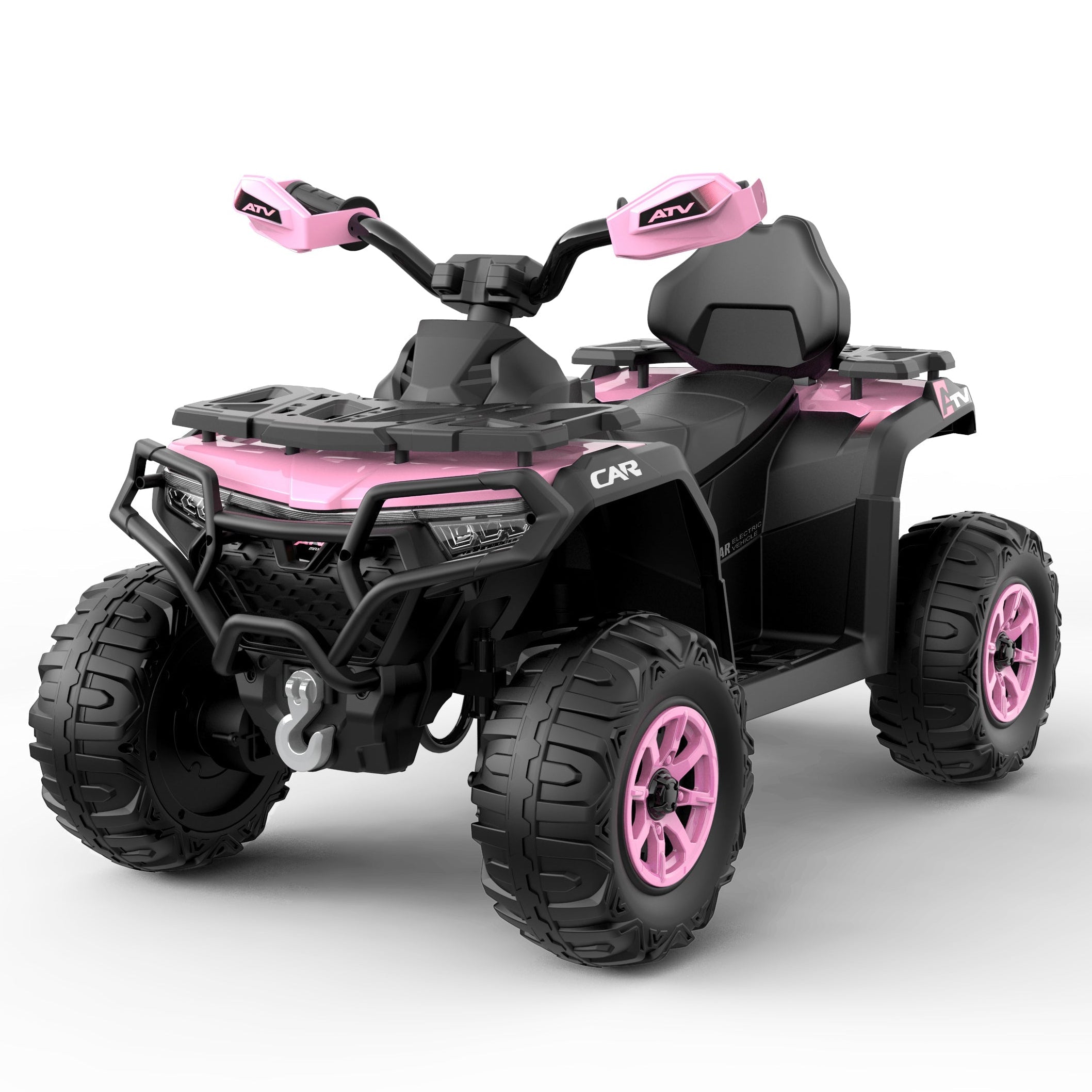 Garvee 12V Electric Ride On Car for Kids 3-8 Years, 2 * 45W Motor, Remote Control, LED Lights, Music Player & Emergency Brake, Battery Powered Cars for Toddlers & Big Kids - Pink