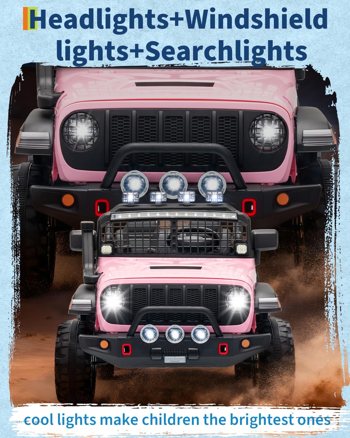 Garvee 24V Ride on Toys for Big Kids, 2-Seater Electric Ride on Car Truck with Remote Control, Four-Wheel Shock Absorbers, 4 Mph Max Speed, Music, LED Lights for Boys Girls, Pink