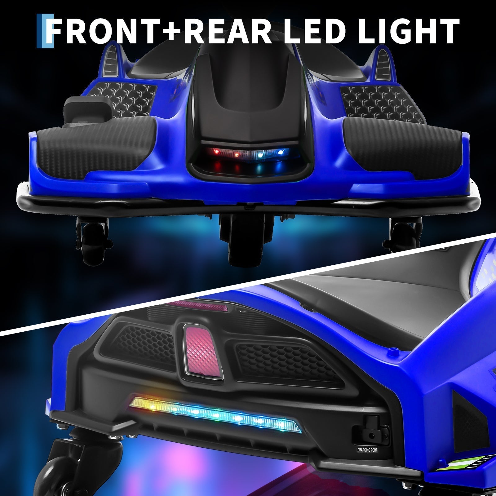 Garvee Ride - G Series: 24V Drift Go-Kart for Kids: Quality Metal, 7.5mph, LED, Music, for 8-12 Years Old - Blue