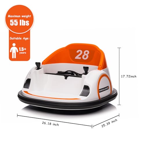 Garvee Ride - B Series: 12V Ride On Bumper Car for Kids Ride on Toy Gifts Toddlers Electric Bumping Car with Remote Control, Battery Display, 360 Degree Spin, LED Lights, Music, Orange