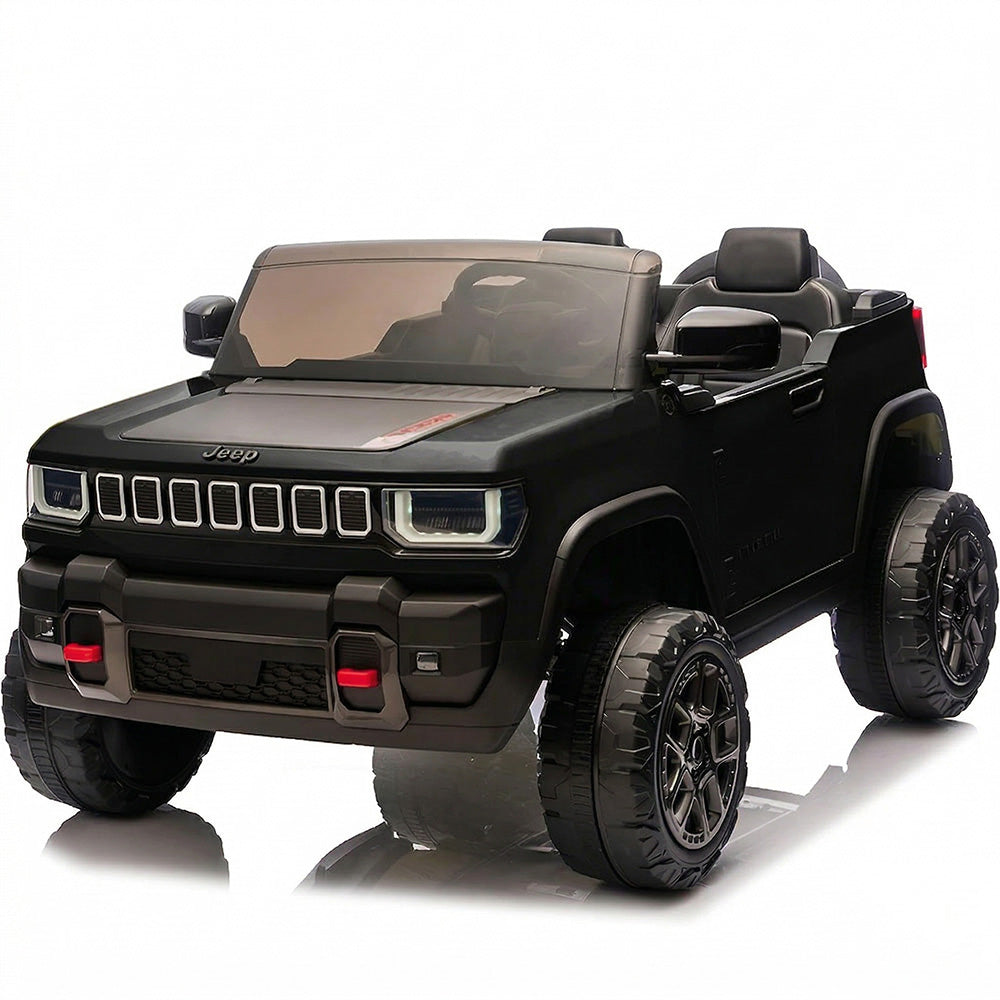Garvee 24V 2-Seater Electric Ride-On Truck for Kids Ages 3-8 – Licensed 4WD Battery Car with Parental Remote, 3 Speed Options, Wireless Connection Music, LED Lights, Gradual Start – Ideal Gift – Black