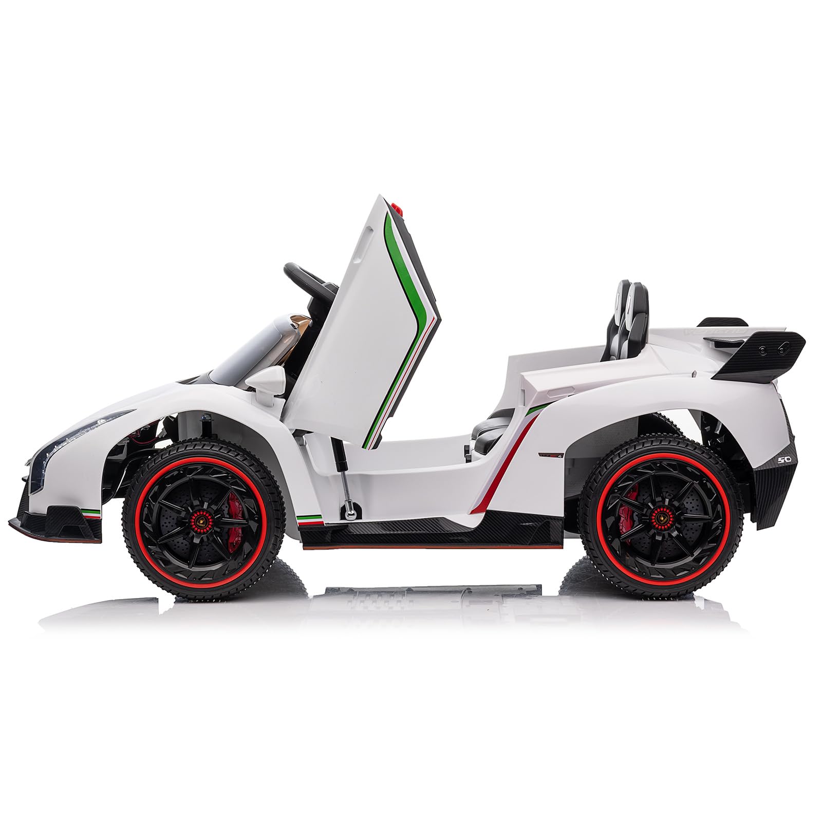 Garvee 12V Kids Ride On Car, Licensed Lamborghini Venono Electric Car w/Parent Remote Control, Scissor Door, 3 Speeds, LED Headlights, Rocking & Music, Battery Powered Ride on Toy for Boys Girls- White