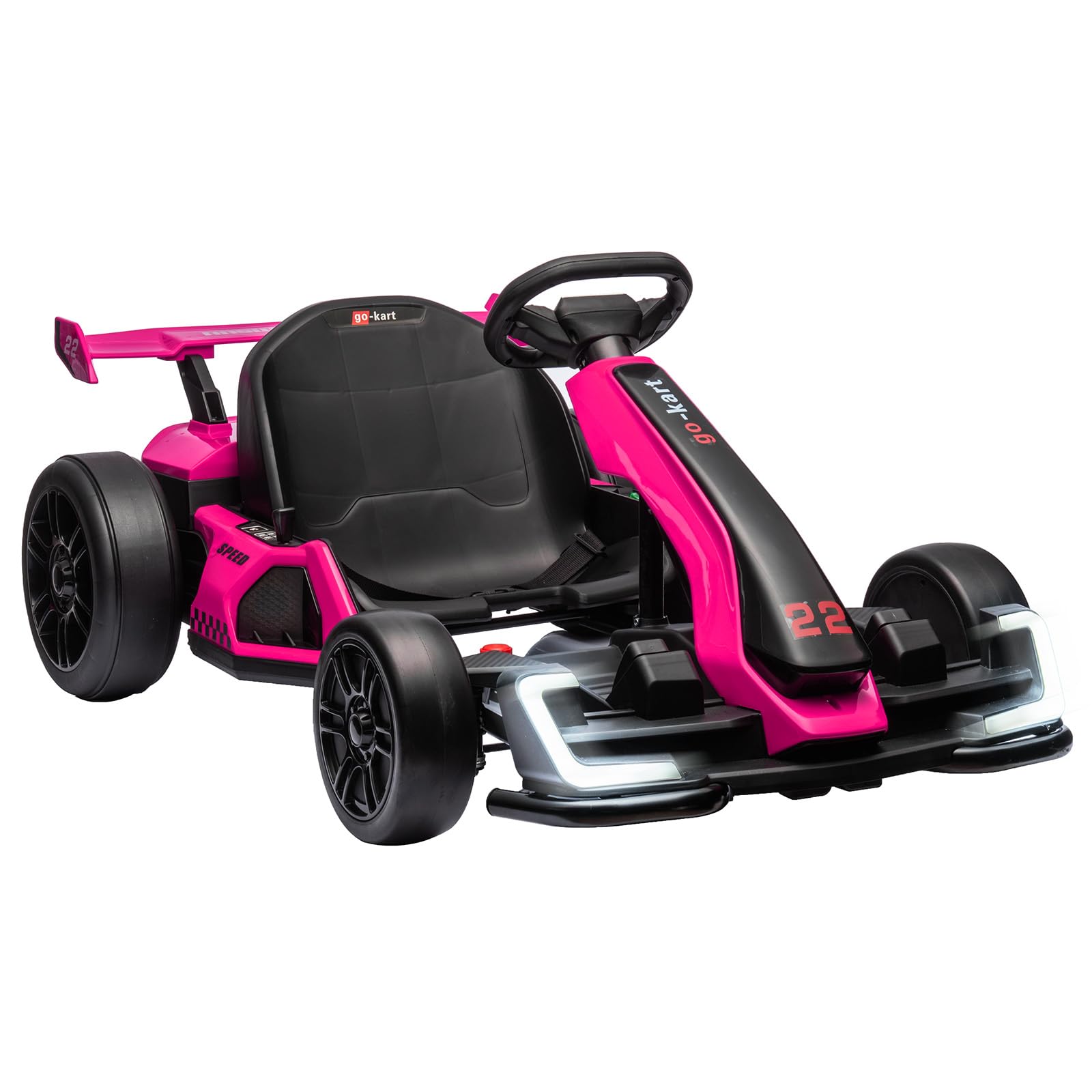 Garvee Ride - G Series: 24V Electric Go Kart, with 300W Strong Motor, Drift/Sport Mode, Big Battery, Eva Tire,Length Adjustment for Outdoor Racing Toy-Rose Red