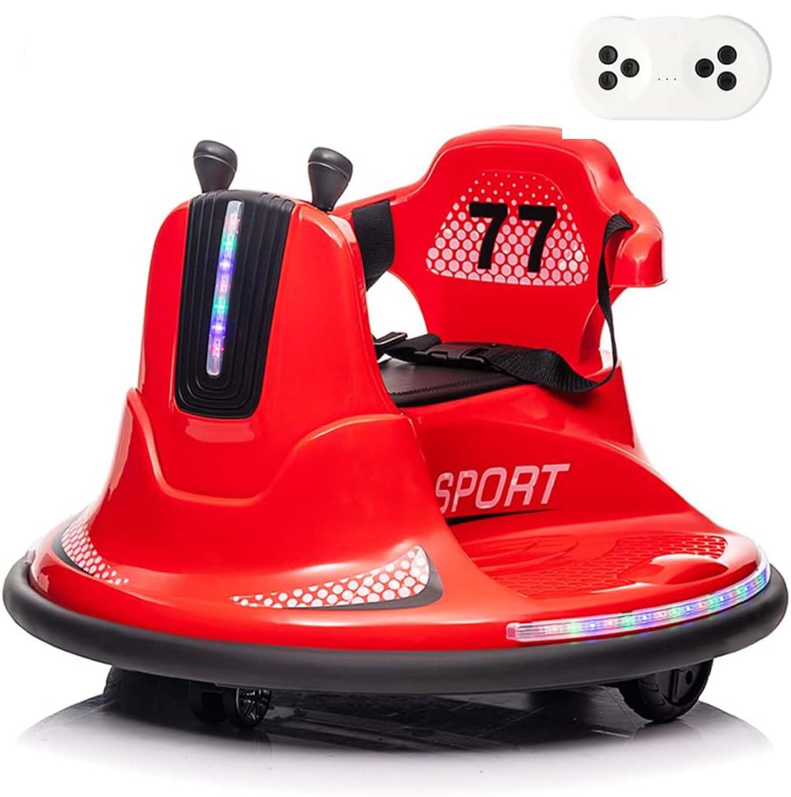 Garvee Kids Electric Bumper Car w/ Remote, Music, Lights, 360 Spin - Red