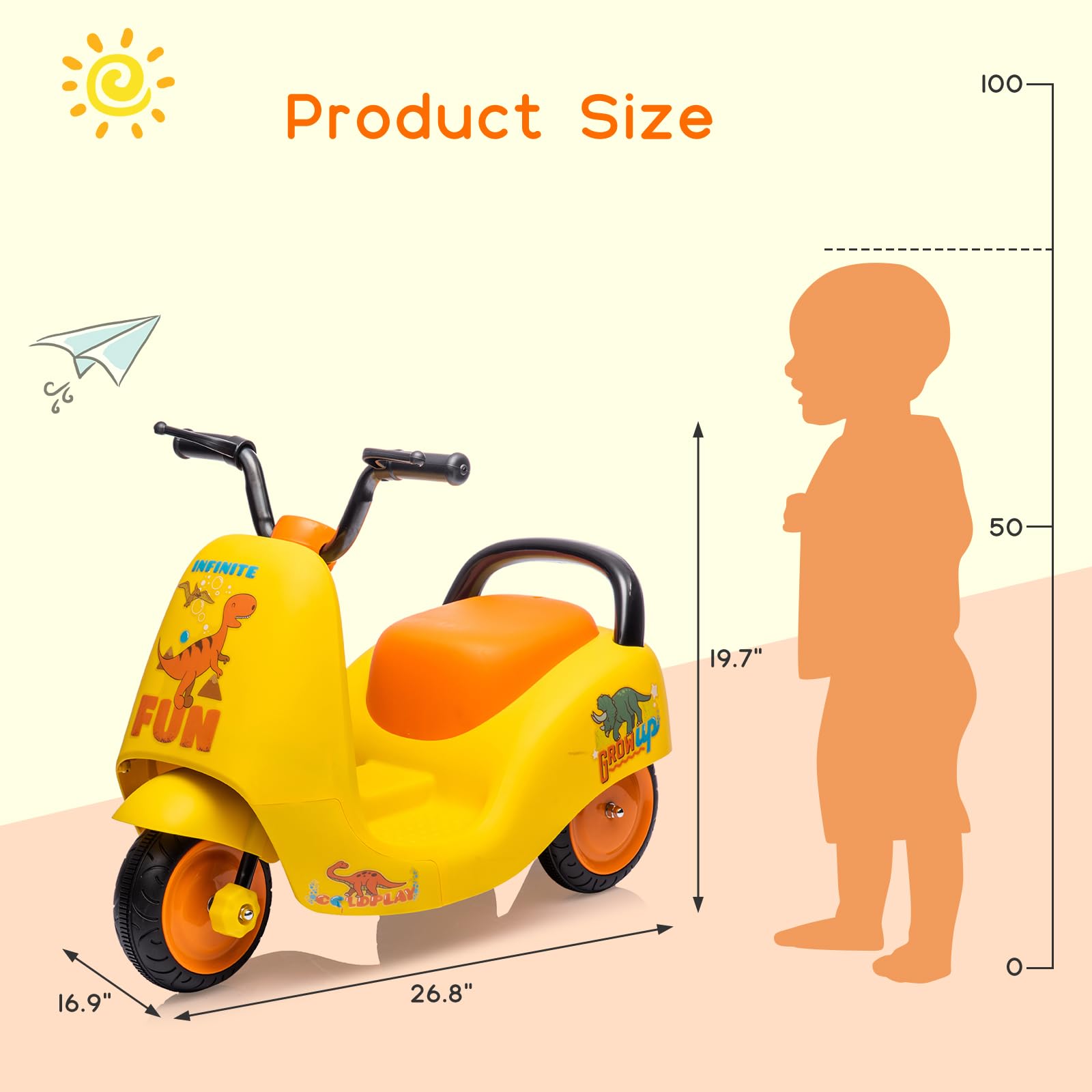 Garvee 6V Ride-On Motorcycle for Toddlers: Battery Powered, Music, Pedal, 3 Wheels, for Ages 3-6