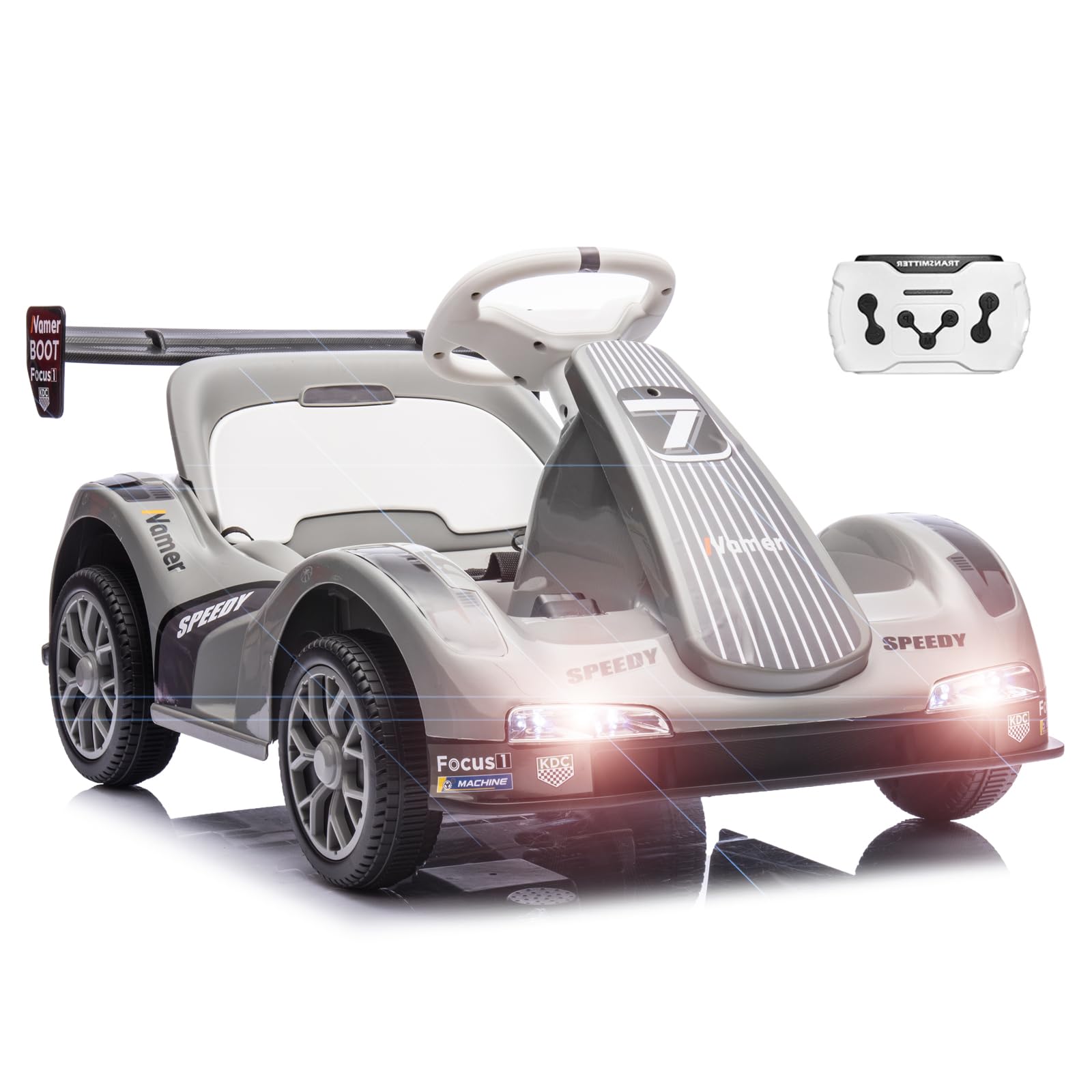Garvee 6V Electric Racer Go Kart for Kids with 2.4G Remote Control & Pedal Operation, Safety Belt, Music, USB, Compact 20x20x18"