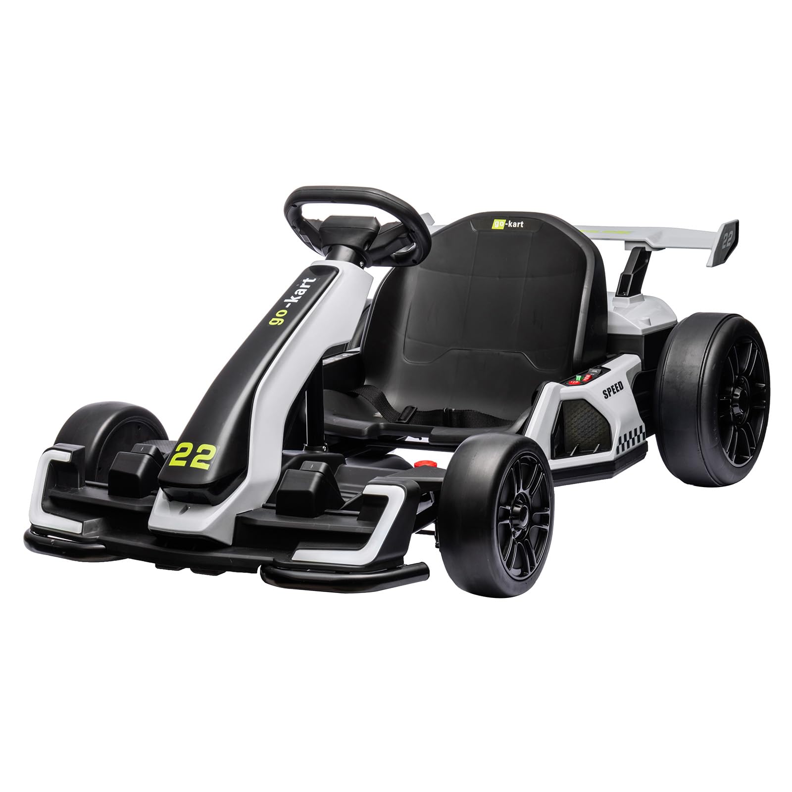 Garvee Ride - G Series: 24V Electric Go Kart, with 300W Strong Motor, Drift/Sport Mode, Big Battery, Eva Tire,Length Adjustment for Outdoor Racing Toy-White