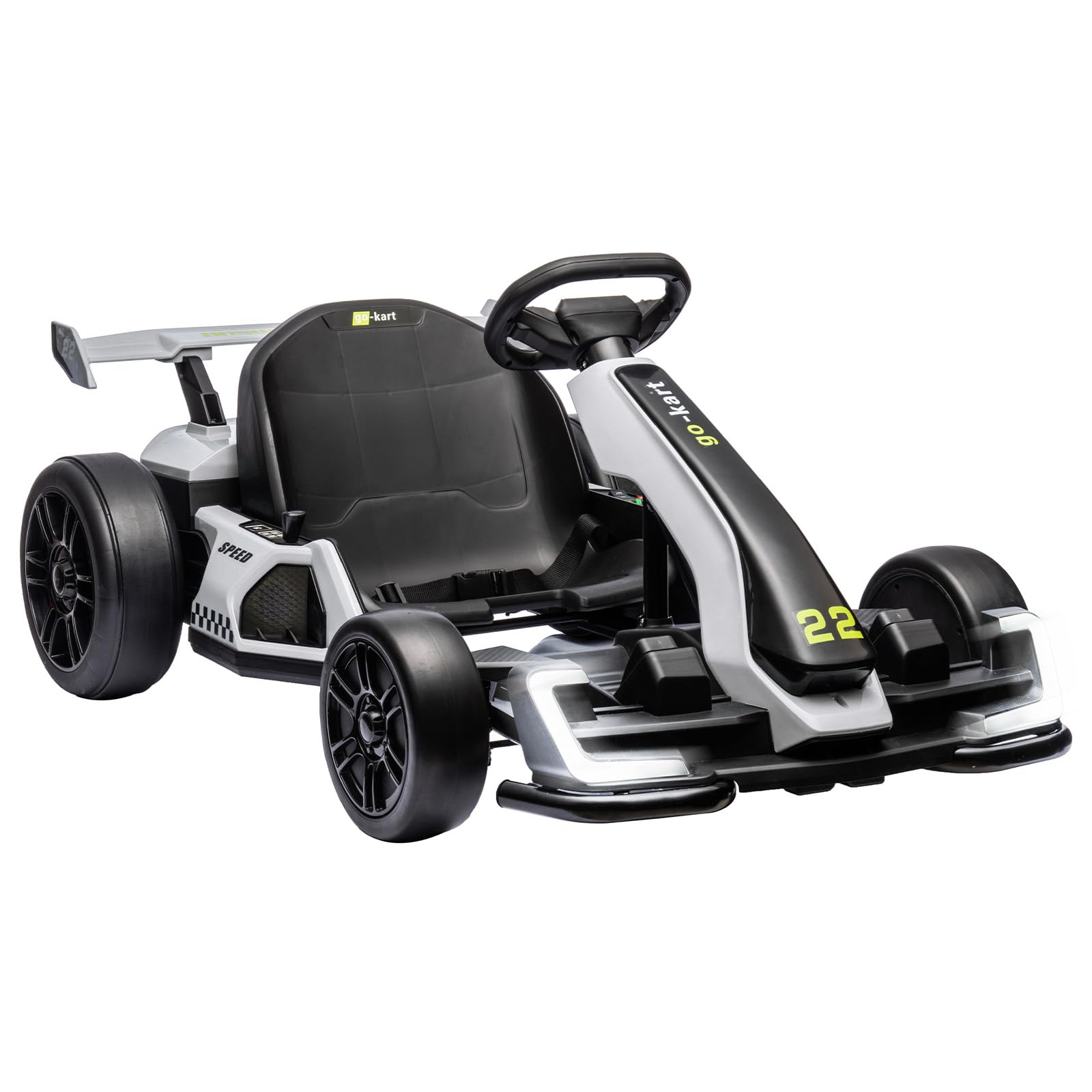 Garvee Ride - G Series: 24V Electric Go Kart, with 300W Strong Motor, Drift/Sport Mode, Big Battery, Eva Tire,Length Adjustment for Outdoor Racing Toy-White