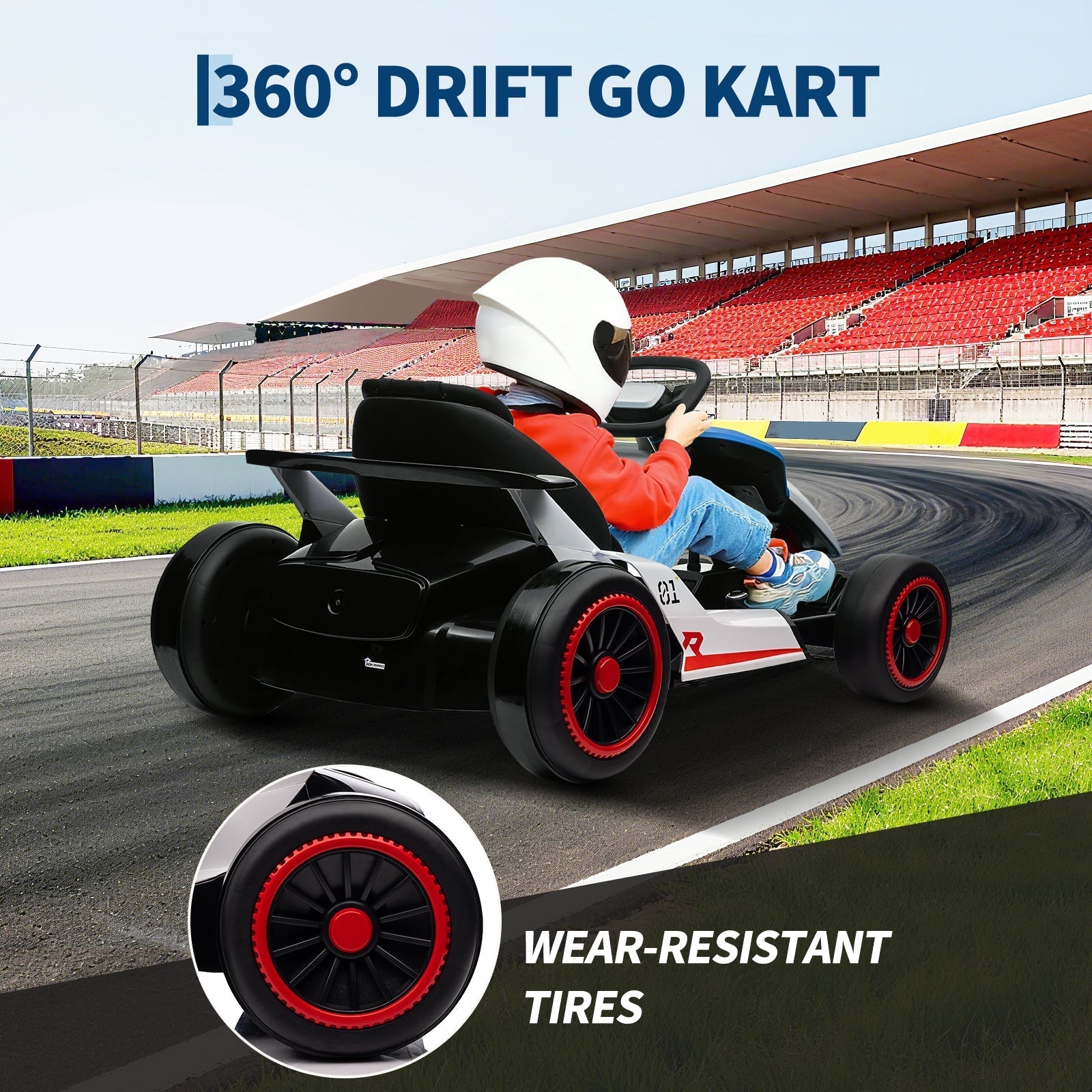 Garvee Ride - G Series: 6+,24V Drift Kart with 2X200W Strong Motor, 7AH Big Battery, Electric Pedals, Electric Go Kart Outdoor Race Toy - Blue