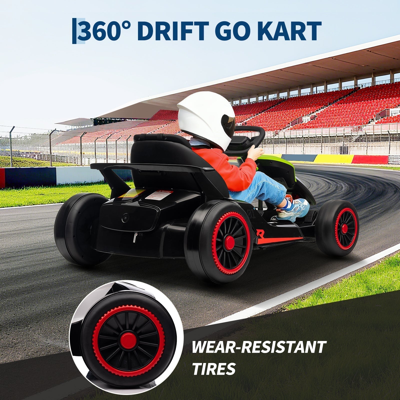 Garvee Ride - G Series: 6+,24V Drift Kart with 2X200W Strong Motor, 7AH Big Battery, Electric Pedals, Electric Go Kart Outdoor Race Toy - Green