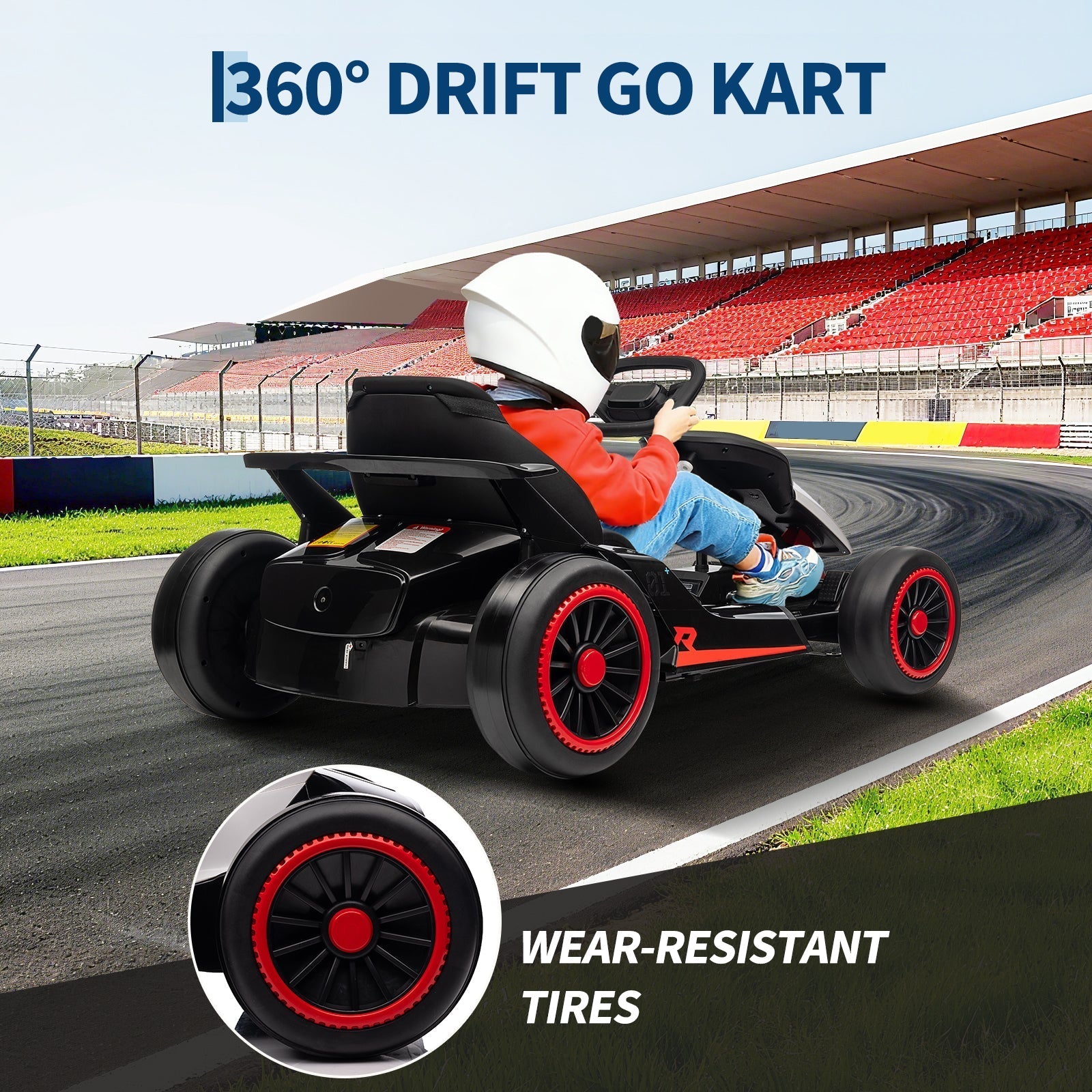 Garvee Ride - G Series: 6+,24V Drift Kart with 2X200W Strong Motor, 7AH Big Battery, Electric Pedals, Electric Go Kart Outdoor Race Toy - White