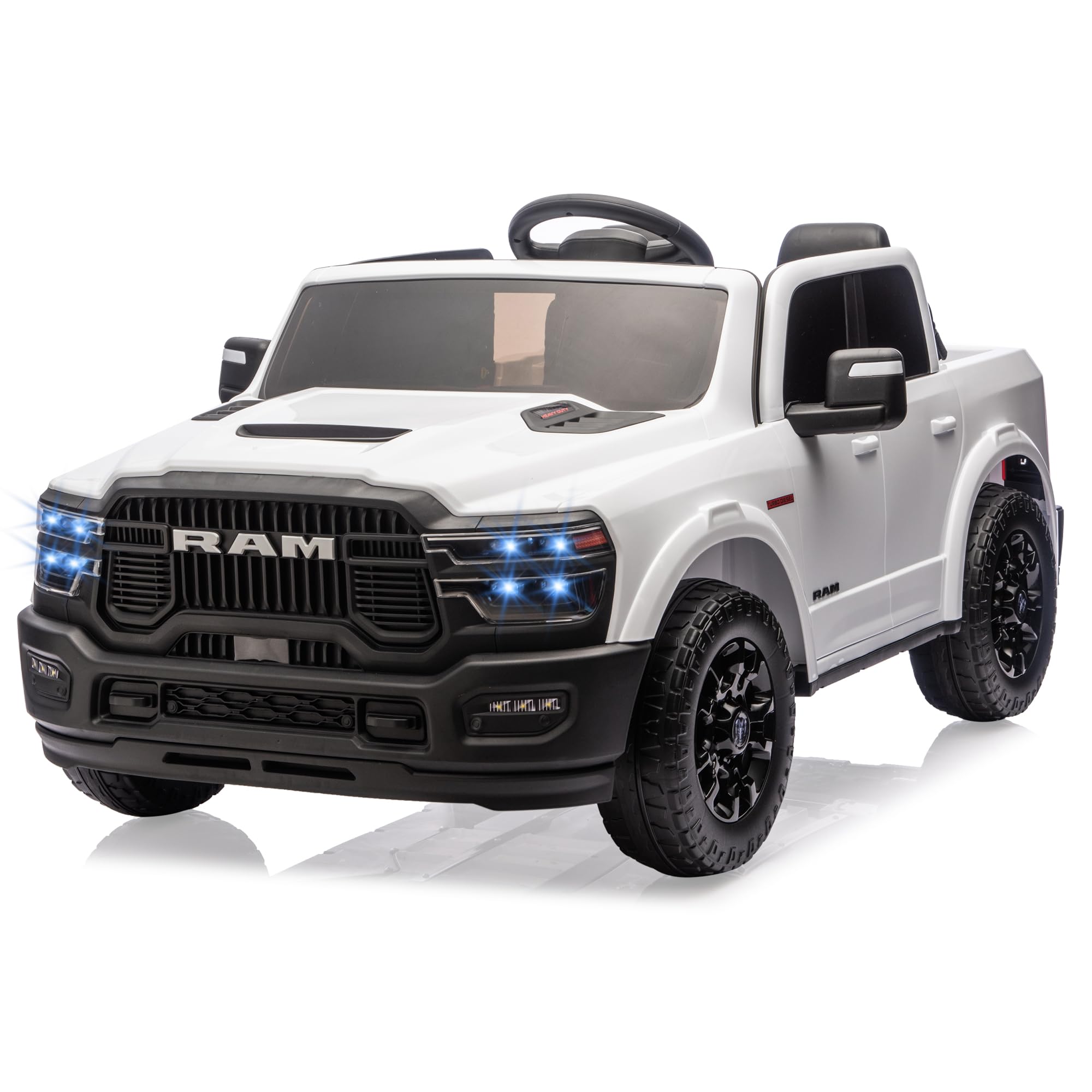 Garvee 24V Ride On Toys Licensed RAM 2500 2 Seater Kids Electric Truck Car With Remote Control White