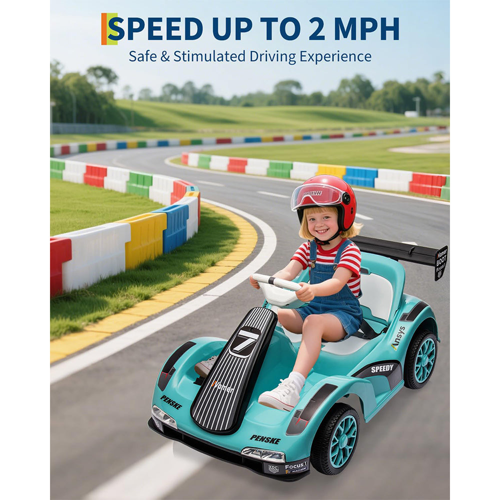Garvee Kids Go Kart Ride On Drift Kart Dual Motors Battery Powered Outdoor Racing Toy Boys Girls 2 Mph LED Lights