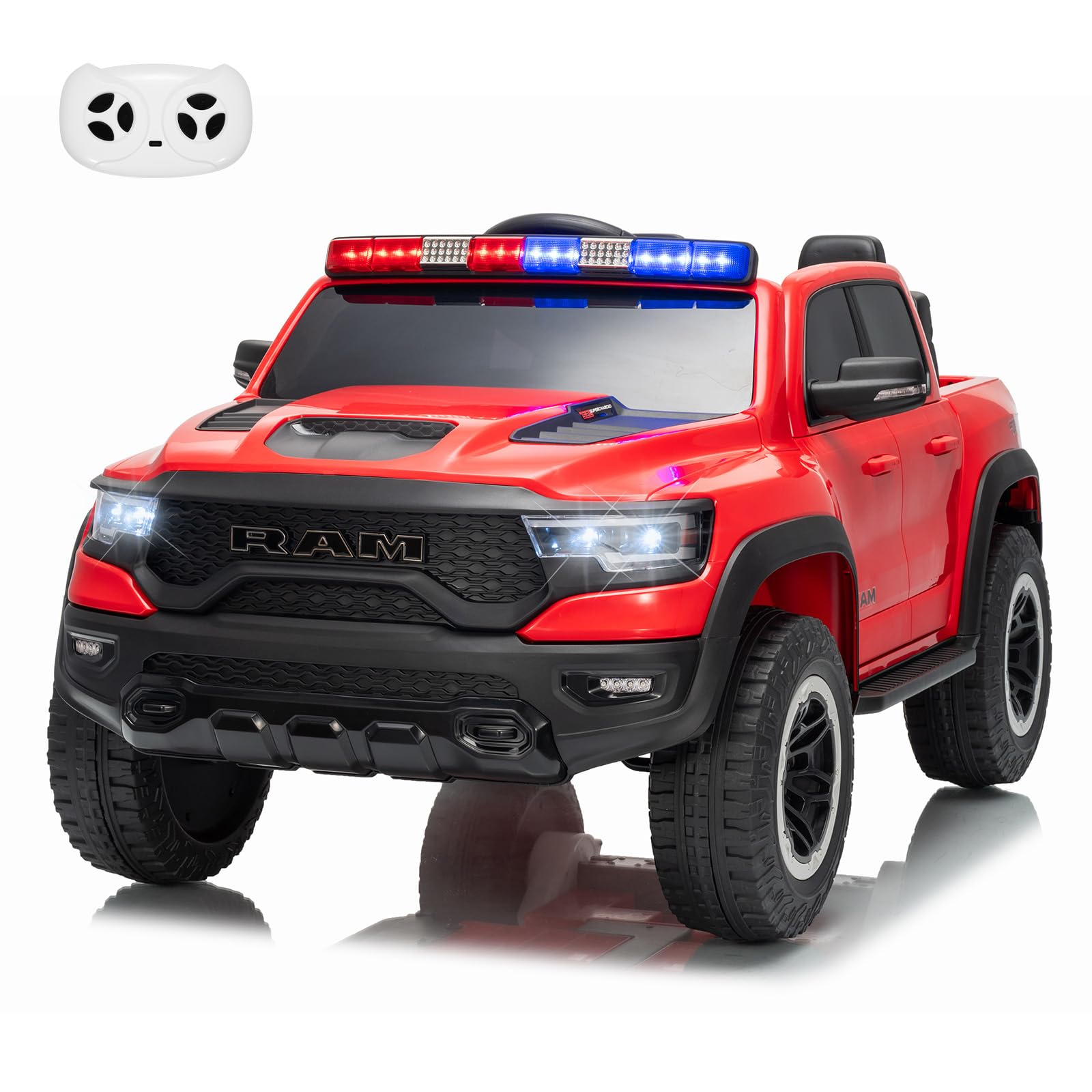 Garvee 12V Electric Ride On Truck for Kids Licensed RAM Pickup Truck Dual Motor Remote Control LED Lights Music Storage