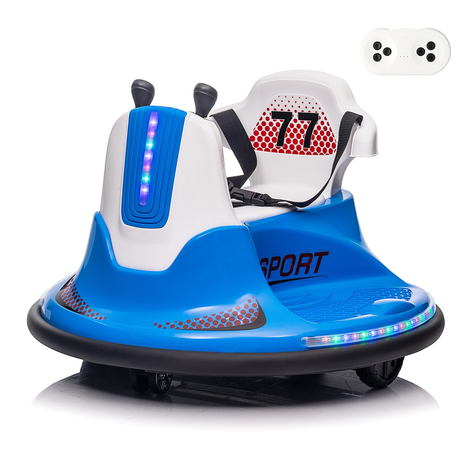 Garvee Kids Electric Bumper Car w/ Remote, Music, Lights, 360 Spin - Blue