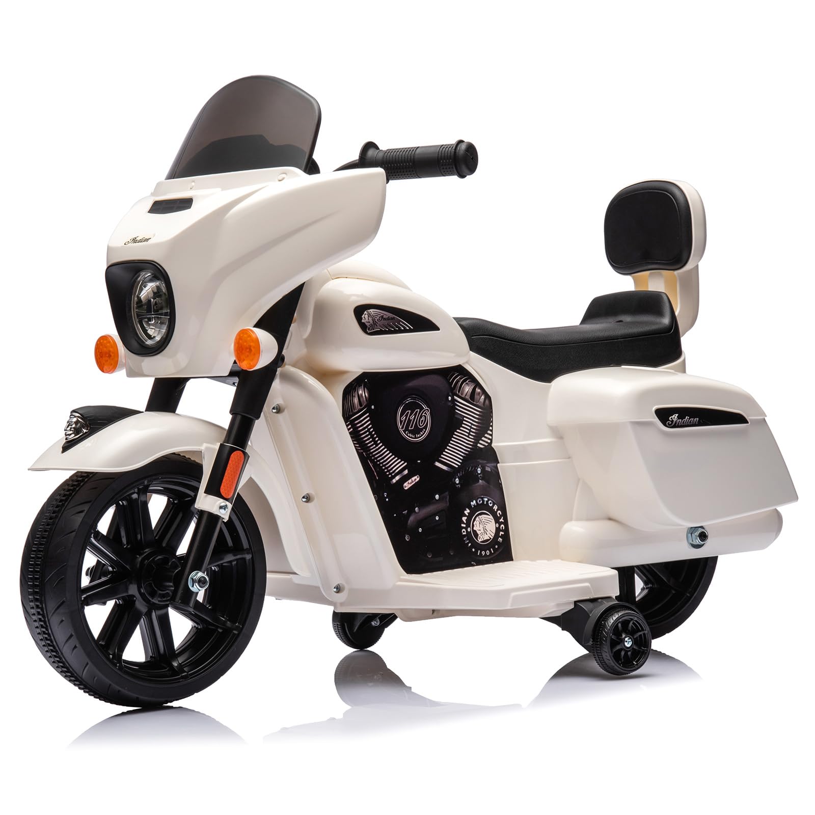 Garvee Ride - B Series: 6V Ride-On Motorcycle for Kids, Electric Dirt Bike with USB, Music, Headlight - White