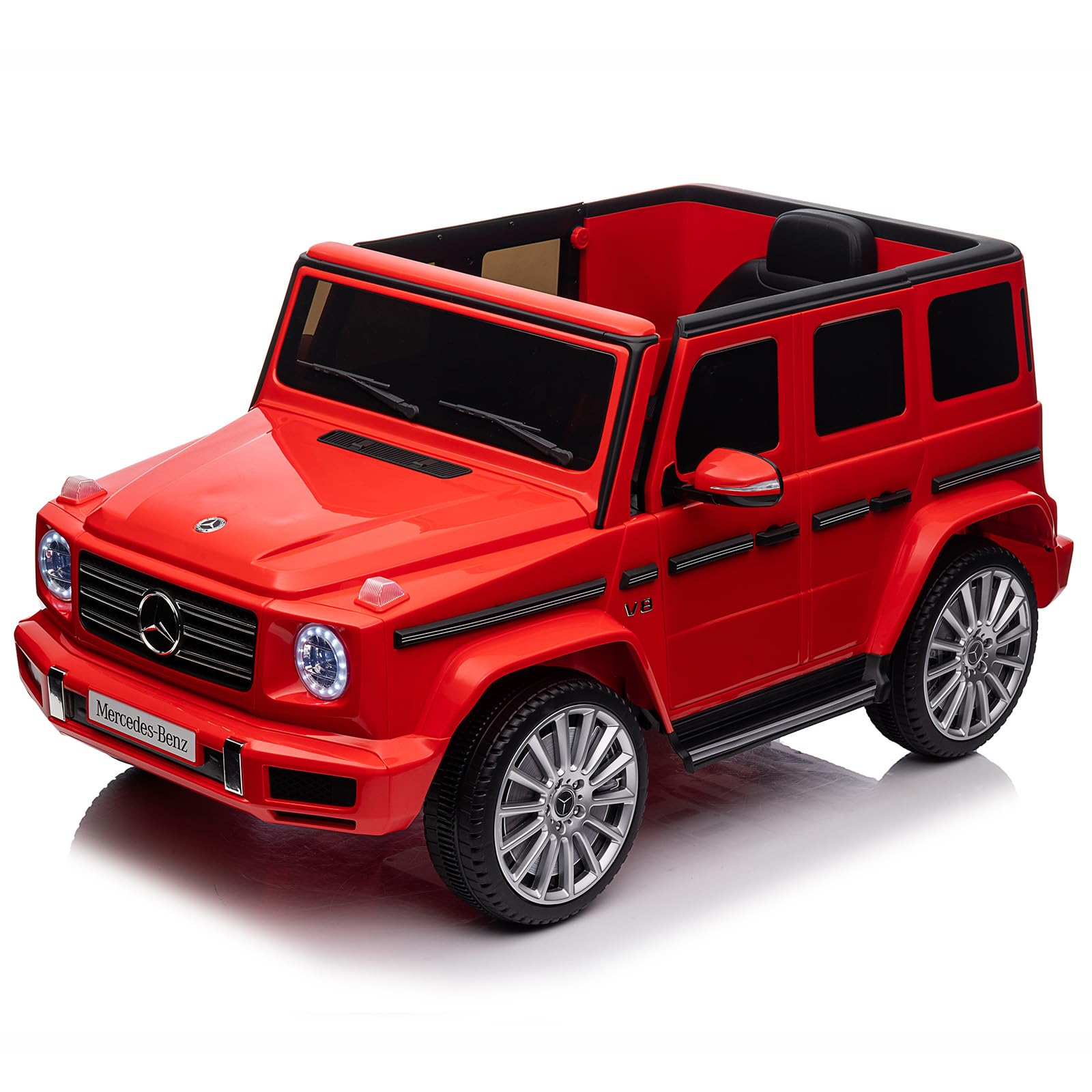 Garvee 12V Kids Ride On Car, Licensed Mercedes-Benz G500 Electric Vehicles w/Parent Remote Control, 4xSpring Suspension, 3 Speeds, Rocking, LED Lights, Battery Powered Ride on Toy for Boys Girls, Red