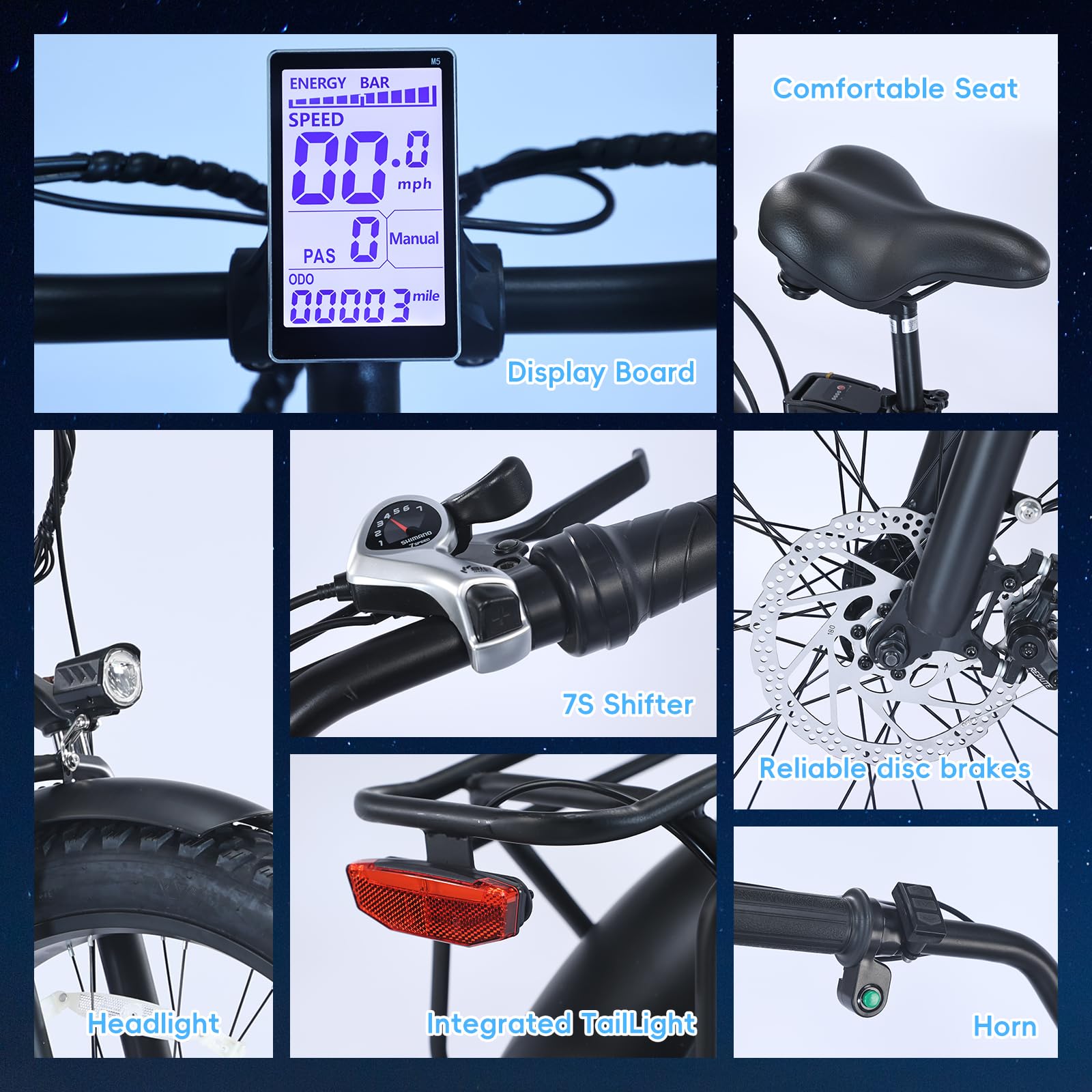 Garvee Beach Electric Cycle, 750W Brushless Motor, 26" Mountain Bike for Adults, 48V/16Ah Removable Battery, Max Speed 32 Miles/Hour, Use Larger Size Display,7 Gears e-Bike,4 Modes