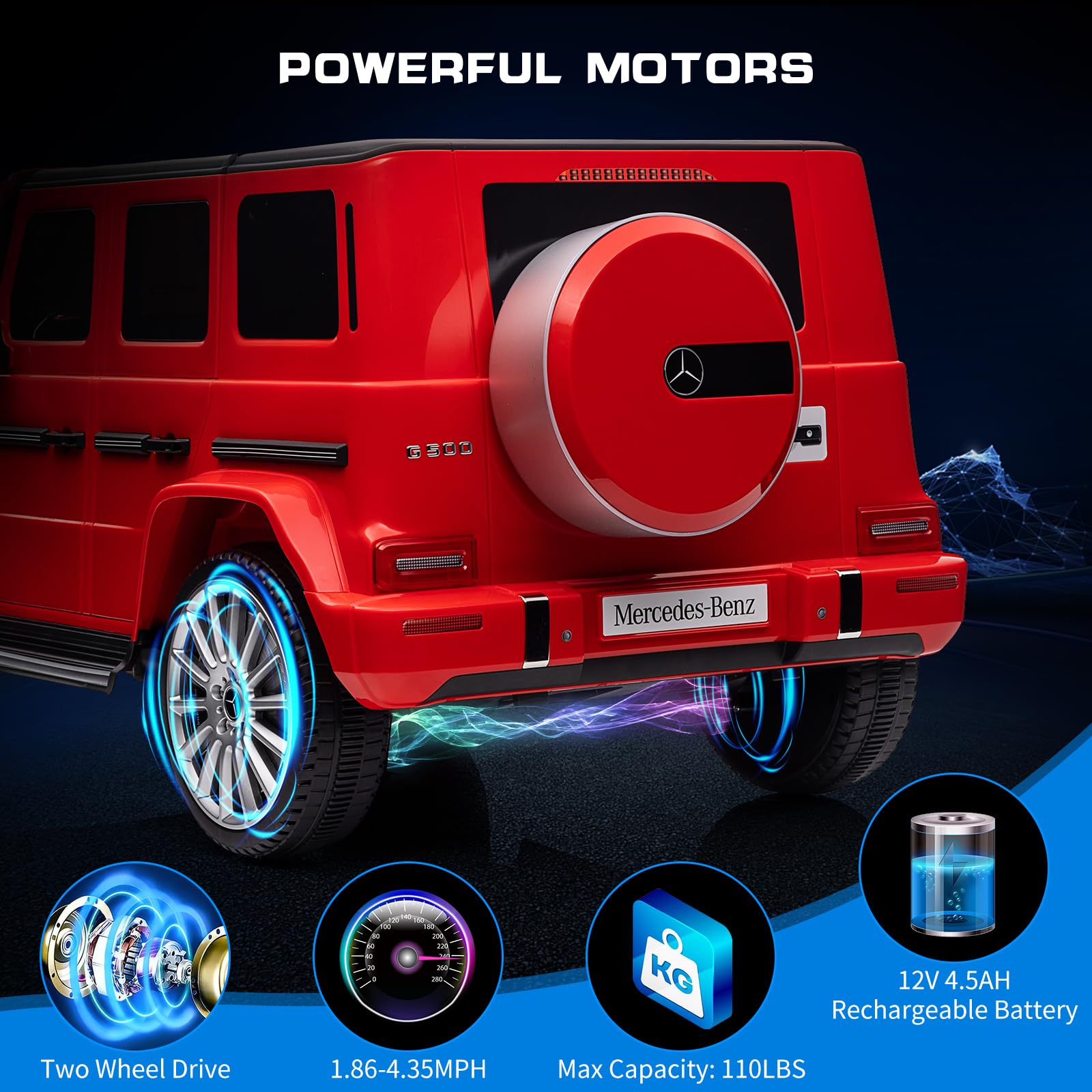Garvee 12V Kids Ride On Car, Licensed Mercedes-Benz G500 Electric Vehicles w/Parent Remote Control, 4xSpring Suspension, 3 Speeds, Rocking, LED Lights, Battery Powered Ride on Toy for Boys Girls, Red