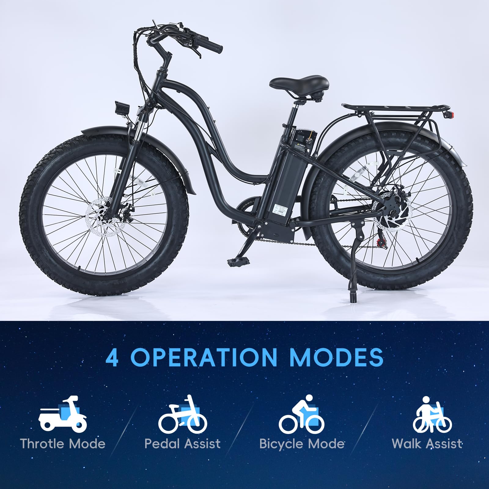 Garvee Beach Electric Cycle, 750W Brushless Motor, 26" Mountain Bike for Adults, 48V/16Ah Removable Battery, Max Speed 32 Miles/Hour, Use Larger Size Display,7 Gears e-Bike,4 Modes