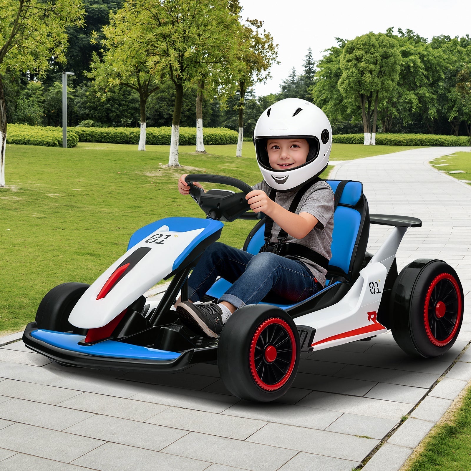 Garvee Ride - G Series: 6+,24V Drift Kart with 2X200W Strong Motor, 7AH Big Battery, Electric Pedals, Electric Go Kart Outdoor Race Toy - Blue