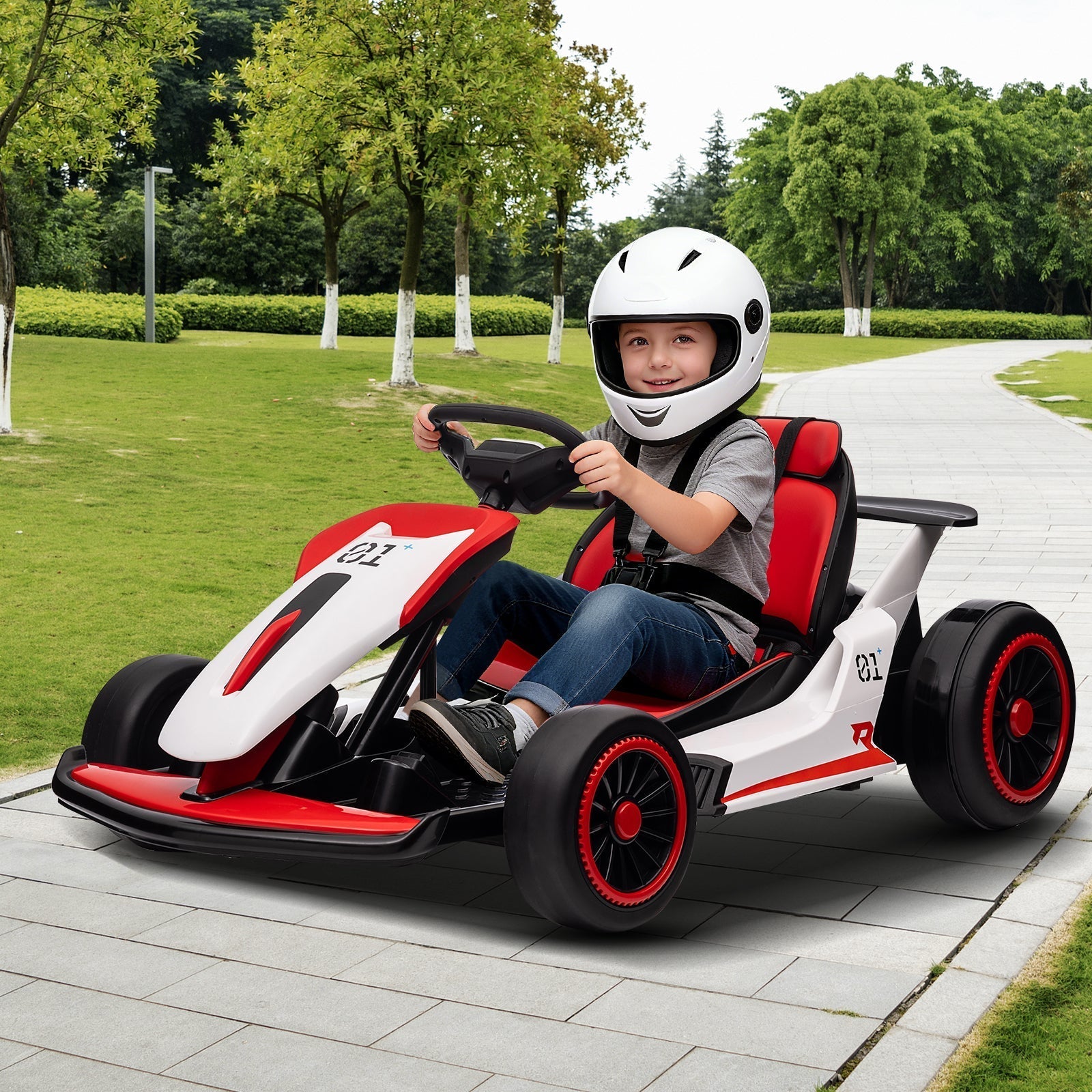 Garvee Ride - G Series: 6+,24V Drift Kart with 2X200W Strong Motor, 7AH Big Battery, Electric Pedals, Electric Go Kart Outdoor Race Toy - Red