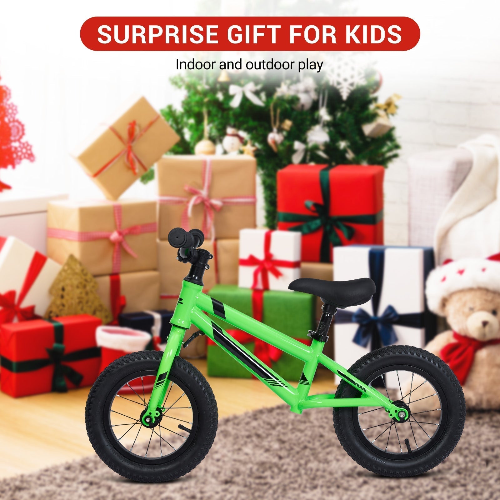 Garvee Lightweight Balance Bike for Toddlers 2-6 Years - No Pedal Design, Adjustable Handlebar & Seat, Aluminum Frame, EVA Tires (Green)