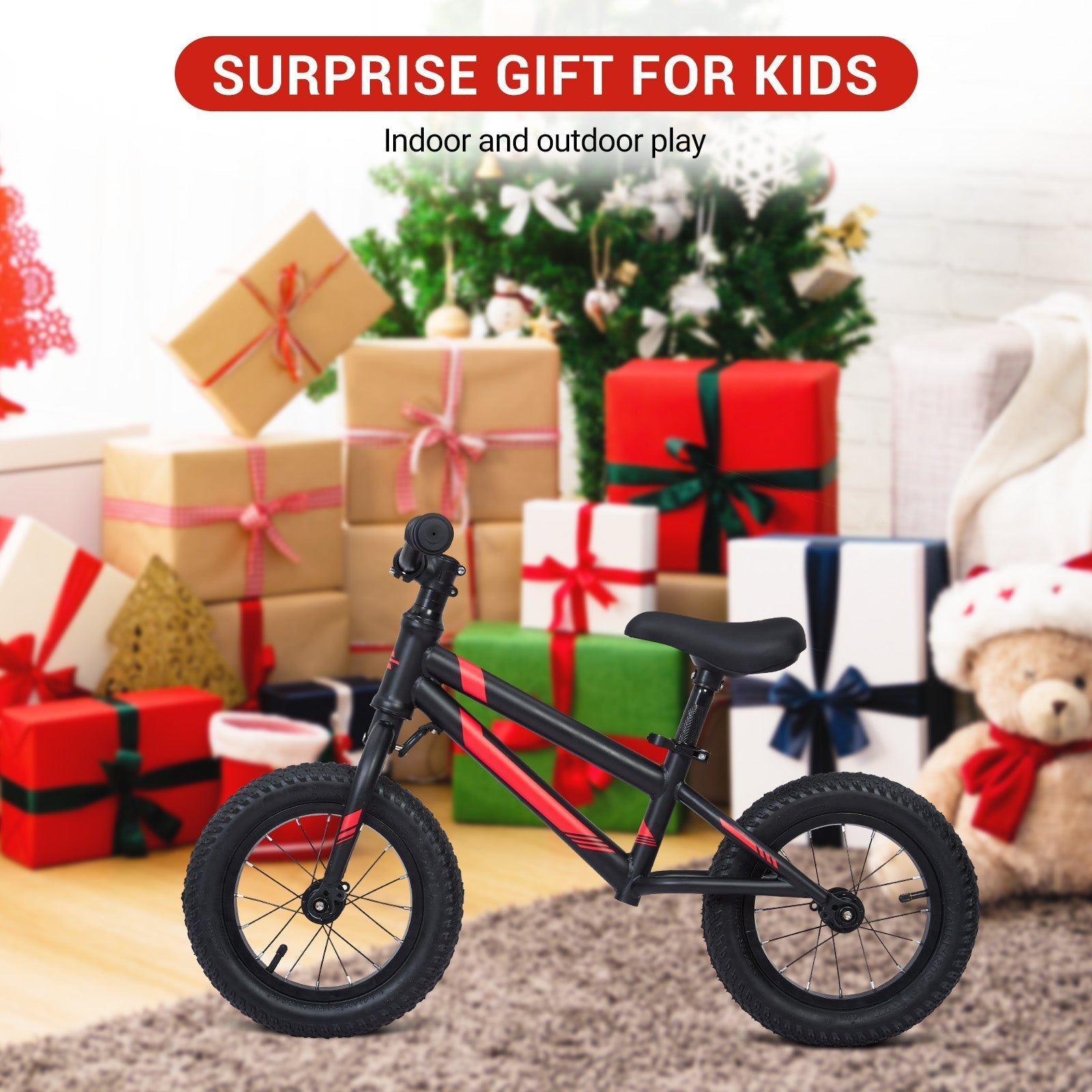 Garvee Balance Bike Lightweight Toddler Bike for 2-6 Year Old Boys and Girls - No Pedal, Adjustable Handlebar and Seat, Aluminium, EVA Tires - Black