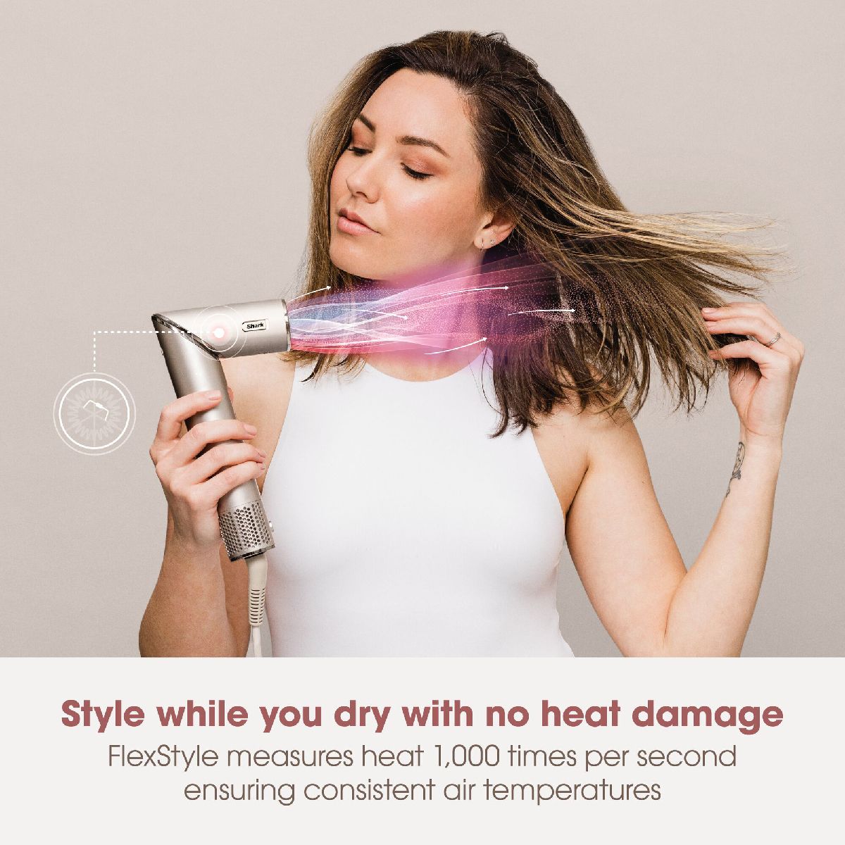 Shark HD446SLUK FlexStyle 5-in-1 Air Styler & Hair Dryer with Storage Case Stone