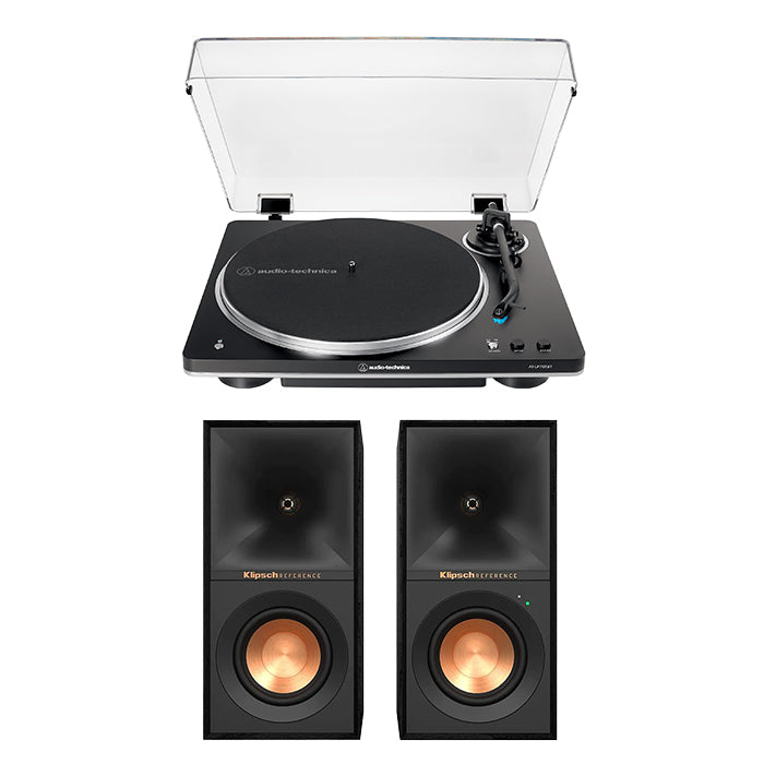 Audio Technica ATLP70XBT Bluetooth Turntable Klipsch R40PM Powered Bluetooth Speakers Pair Package