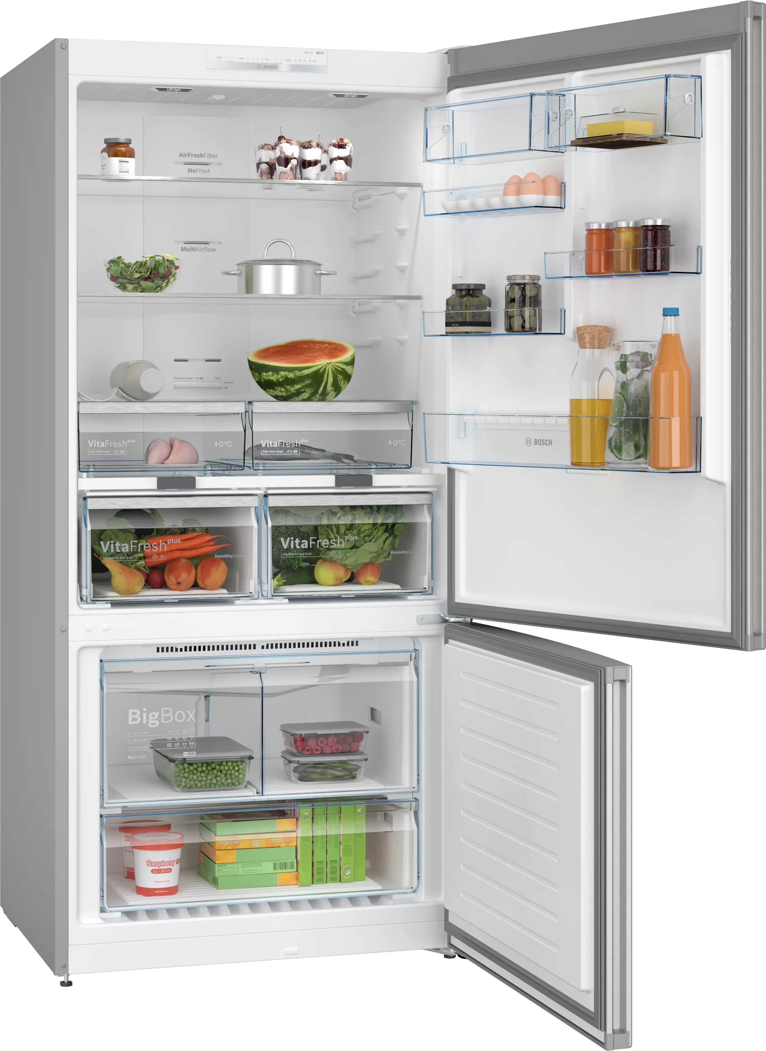 Bosch Series 4 KGN86VIEAG Freestanding No Frost Fridge Freezer Brushed Steel