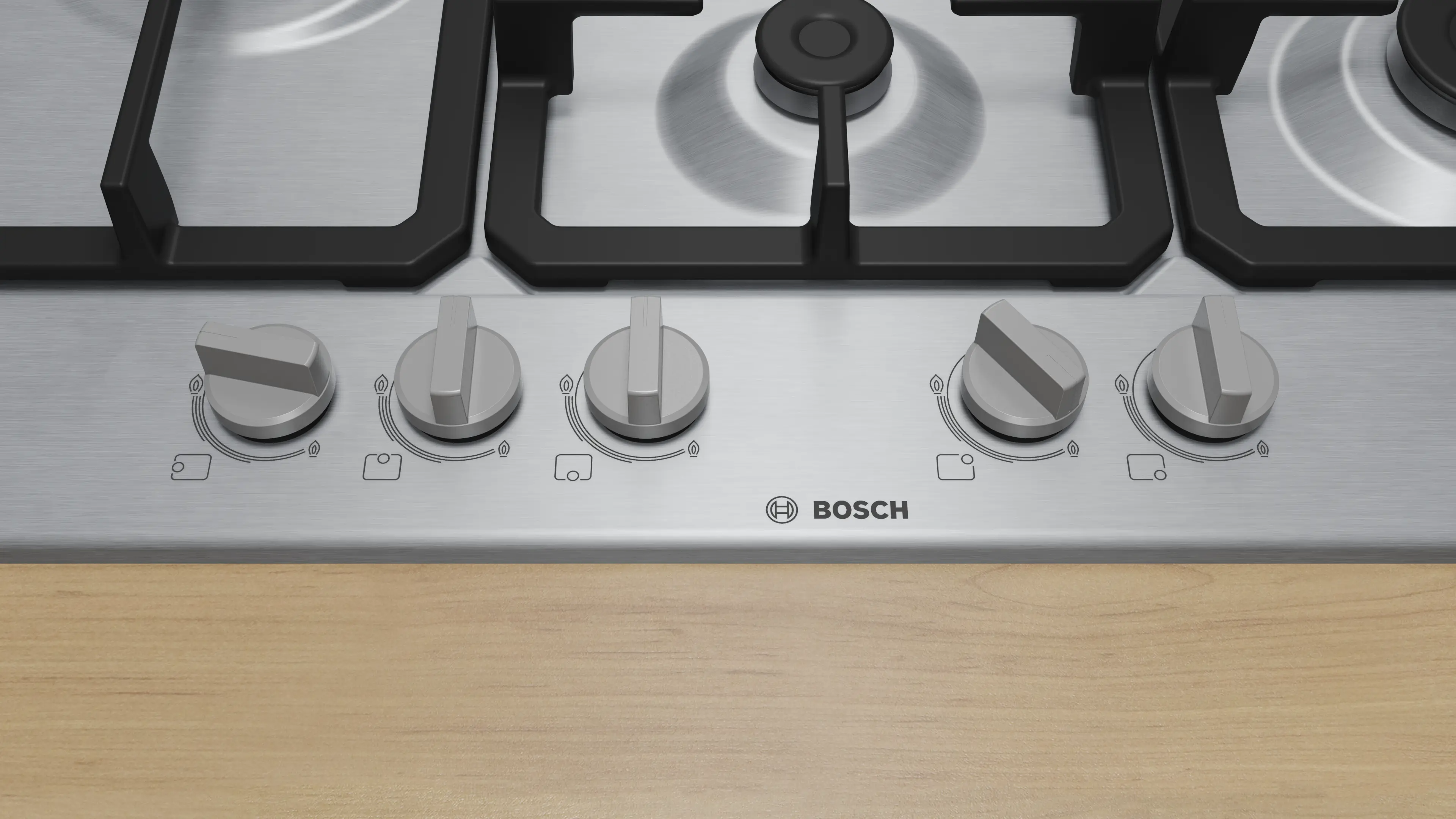 Bosch Series 4 PGM7B5K90 75cm Gas Hob Stainless Steel