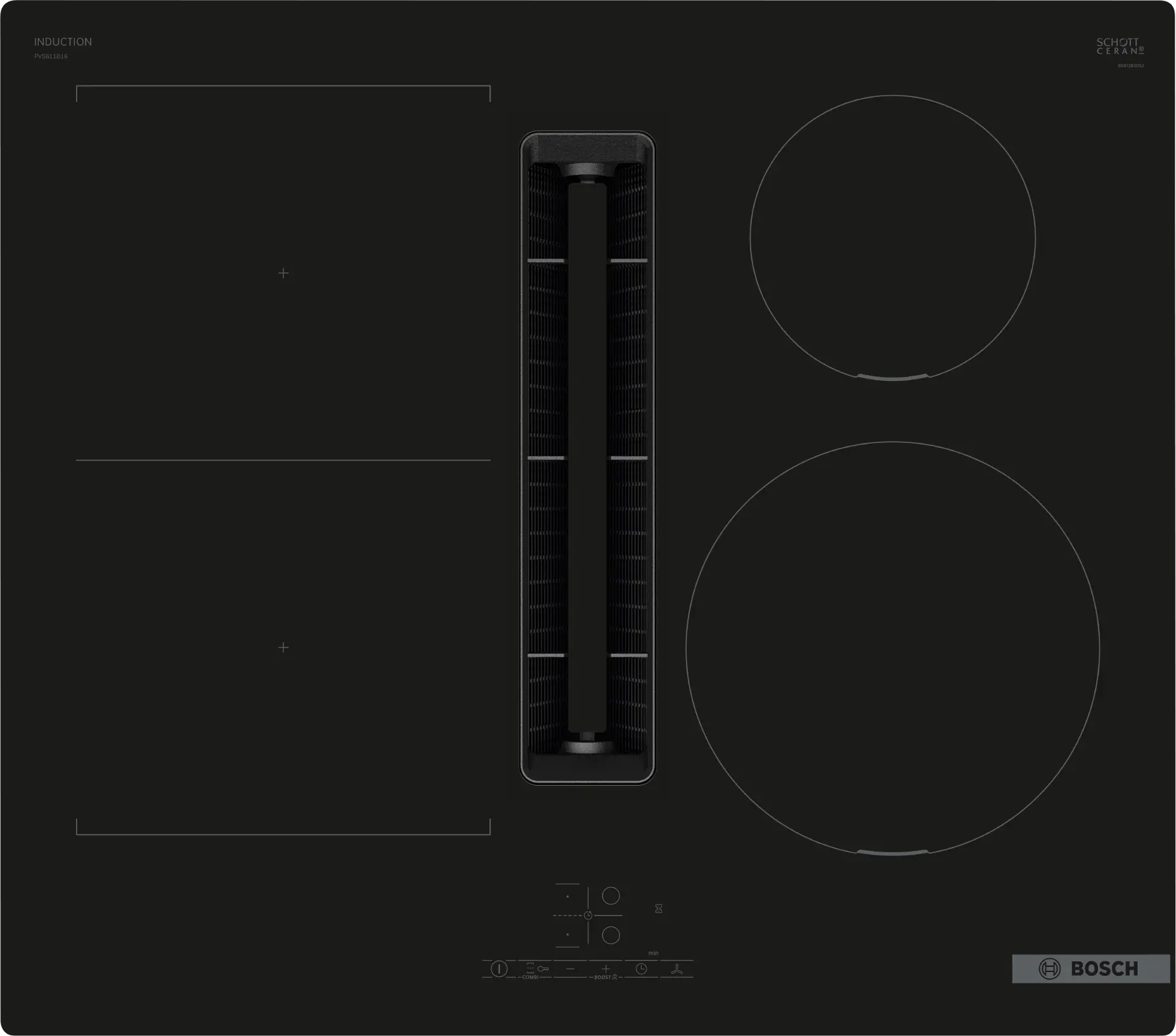 Bosch Series 4 PVS611B16E 60cm Induction Hob With Integrated Ventilation System