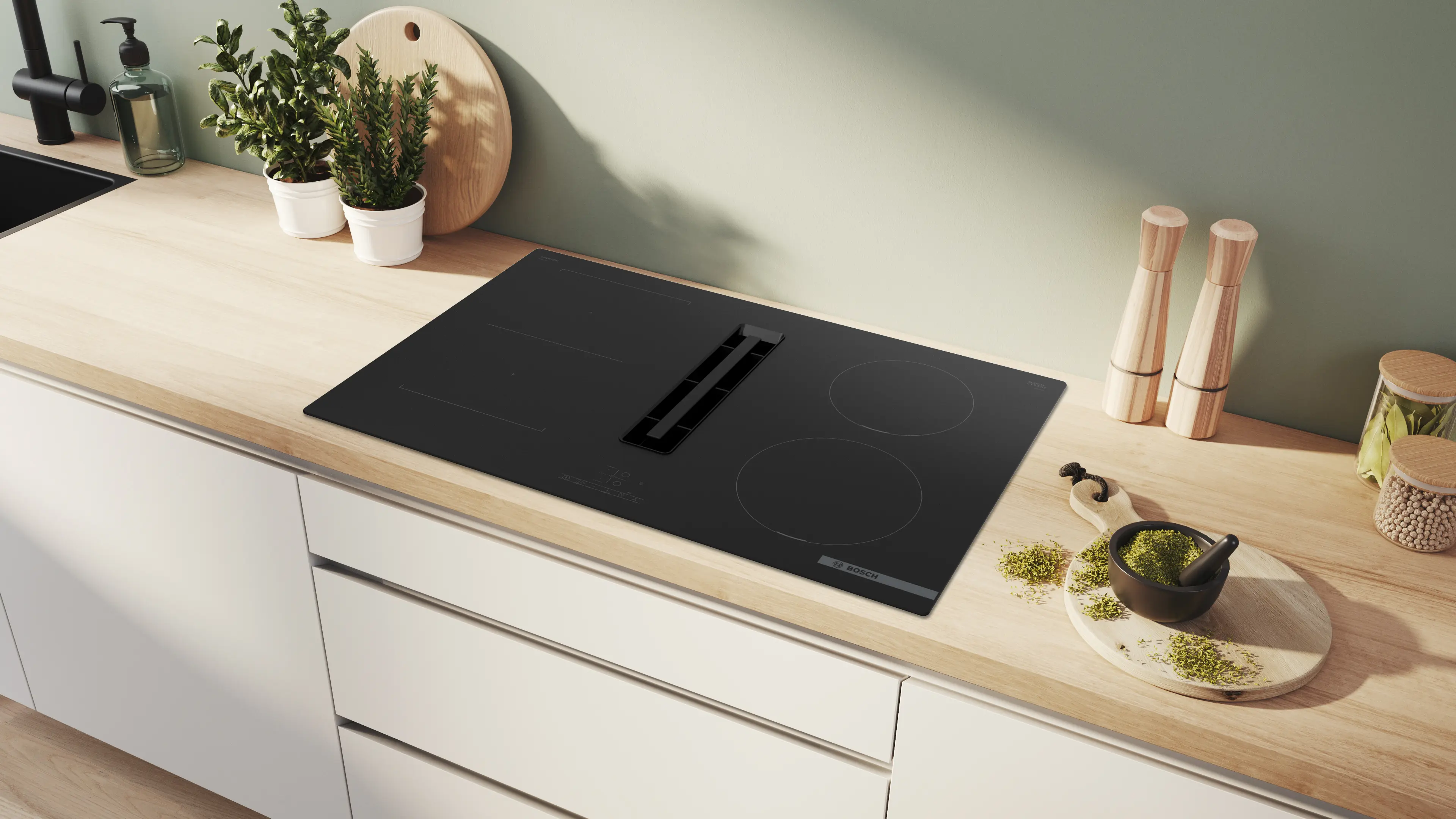 Bosch Series 4 PVS811B16E 80cm Induction Hob With Integrated Ventilation System