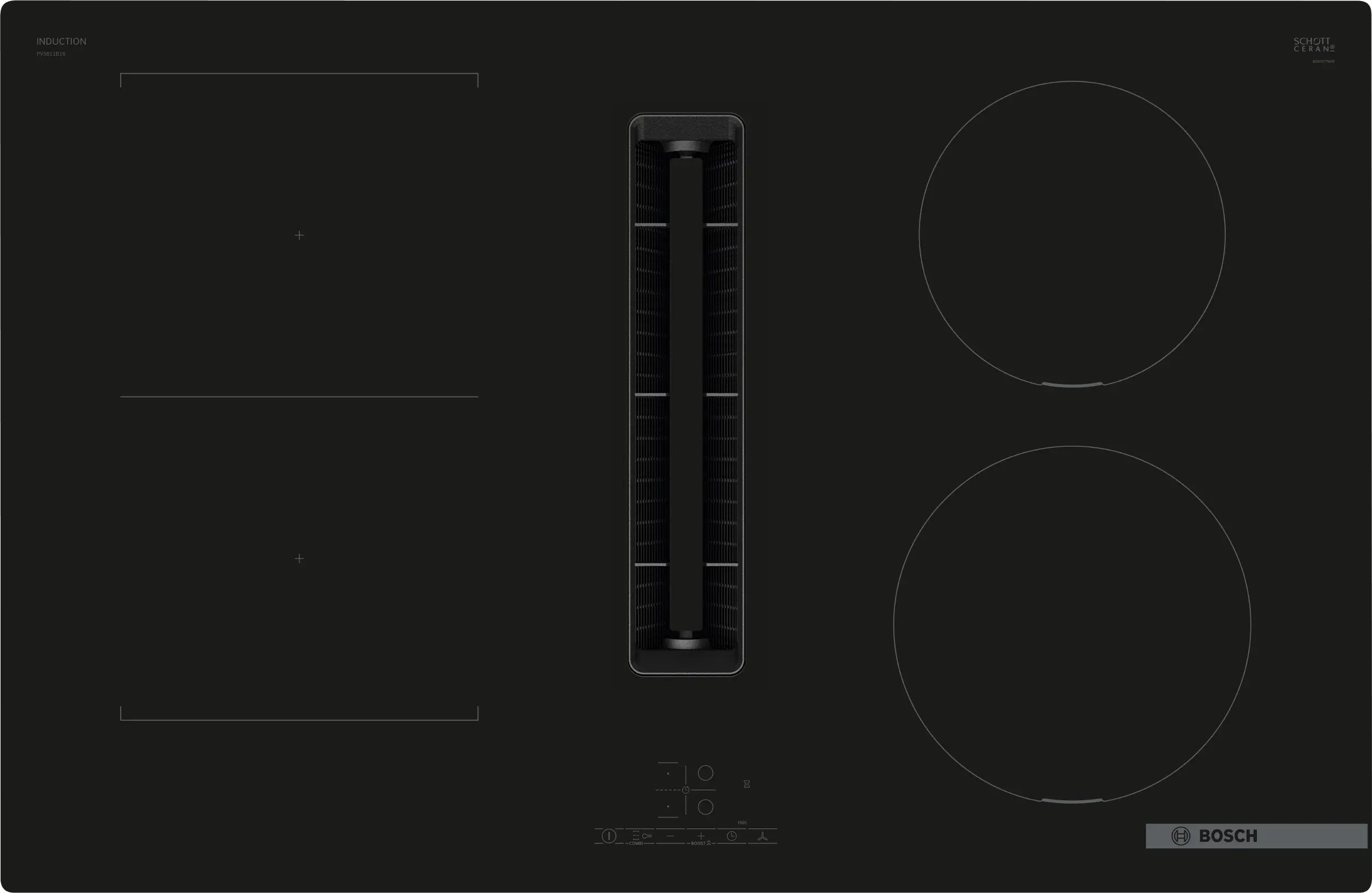 Bosch Series 4 PVS811B16E 80cm Induction Hob With Integrated Ventilation System