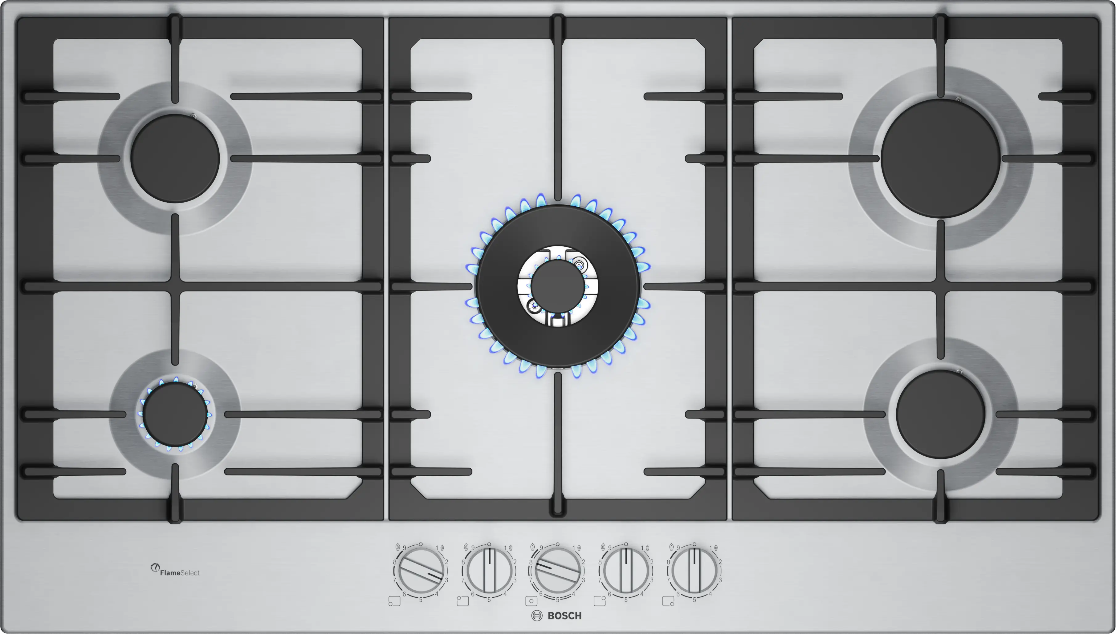 Bosch Series 6 PCR9A5I90 90cm Gas Hob Stainless Steel
