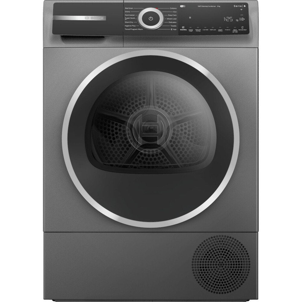 Bosch WQH246DRGB Series 6 Freestanding 9kg Heat Pump Tumble Dryer Grey - A+++ Rated