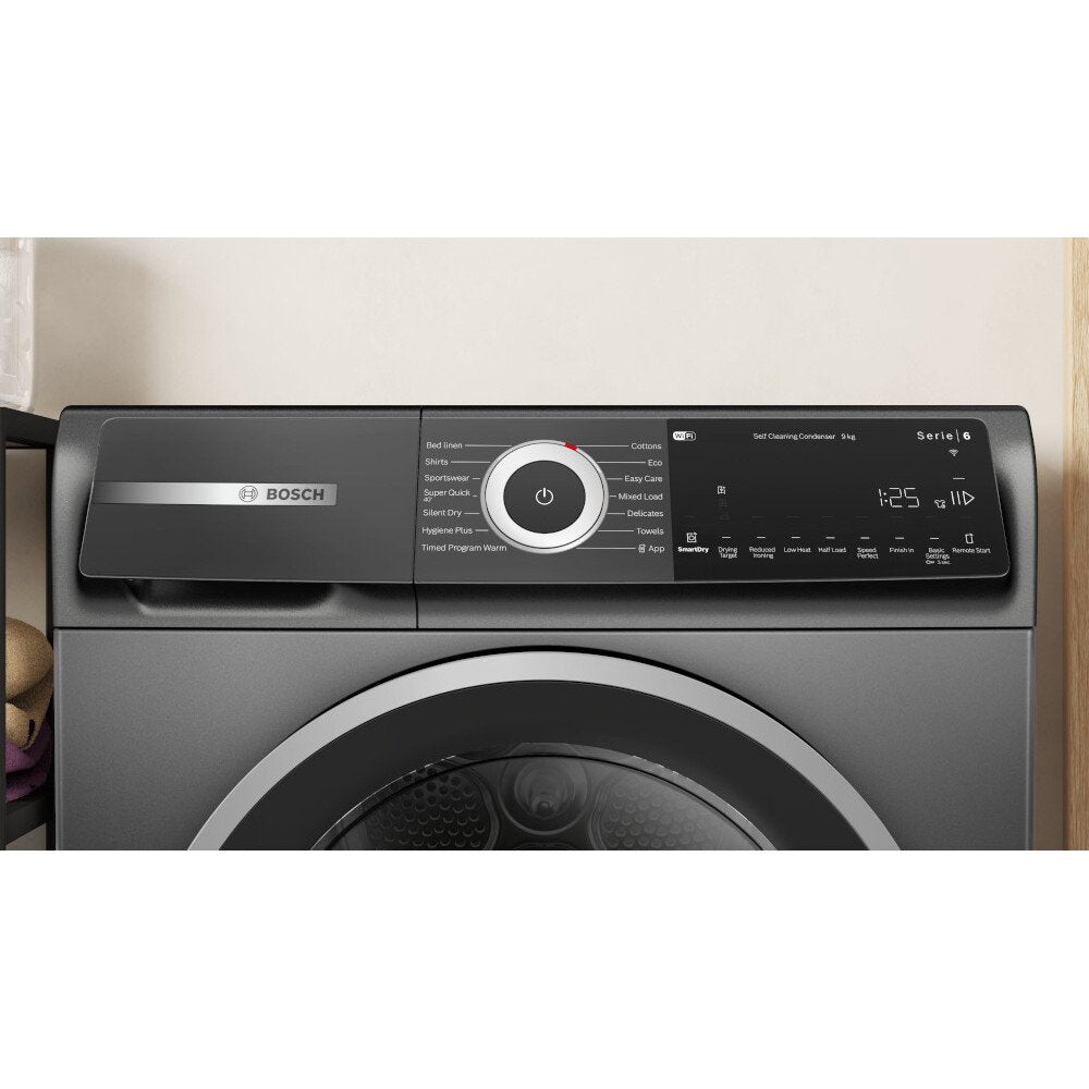Bosch WQH246DRGB Series 6 Freestanding 9kg Heat Pump Tumble Dryer Grey - A+++ Rated
