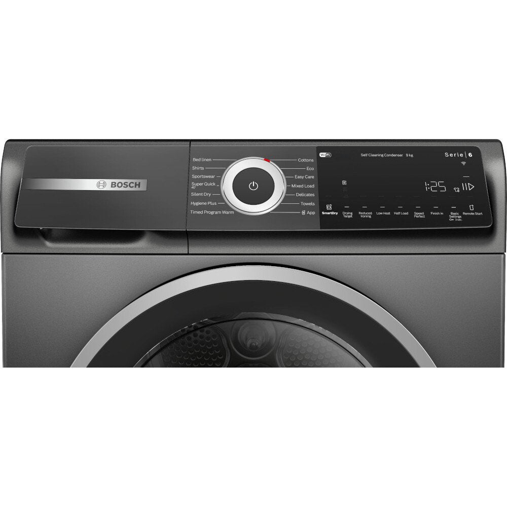 Bosch WQH246DRGB Series 6 Freestanding 9kg Heat Pump Tumble Dryer Grey - A+++ Rated