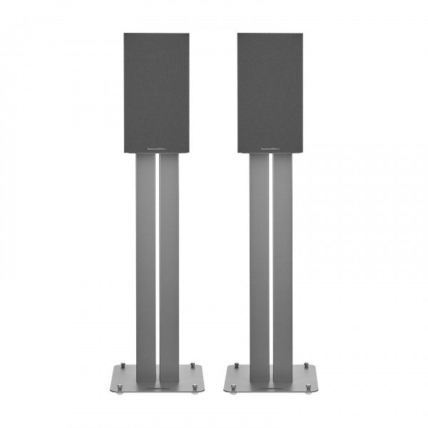 Bowers & Wilkins 607 S3 Bookshelf Speakers White with FS-600 S3 Silver Stands
