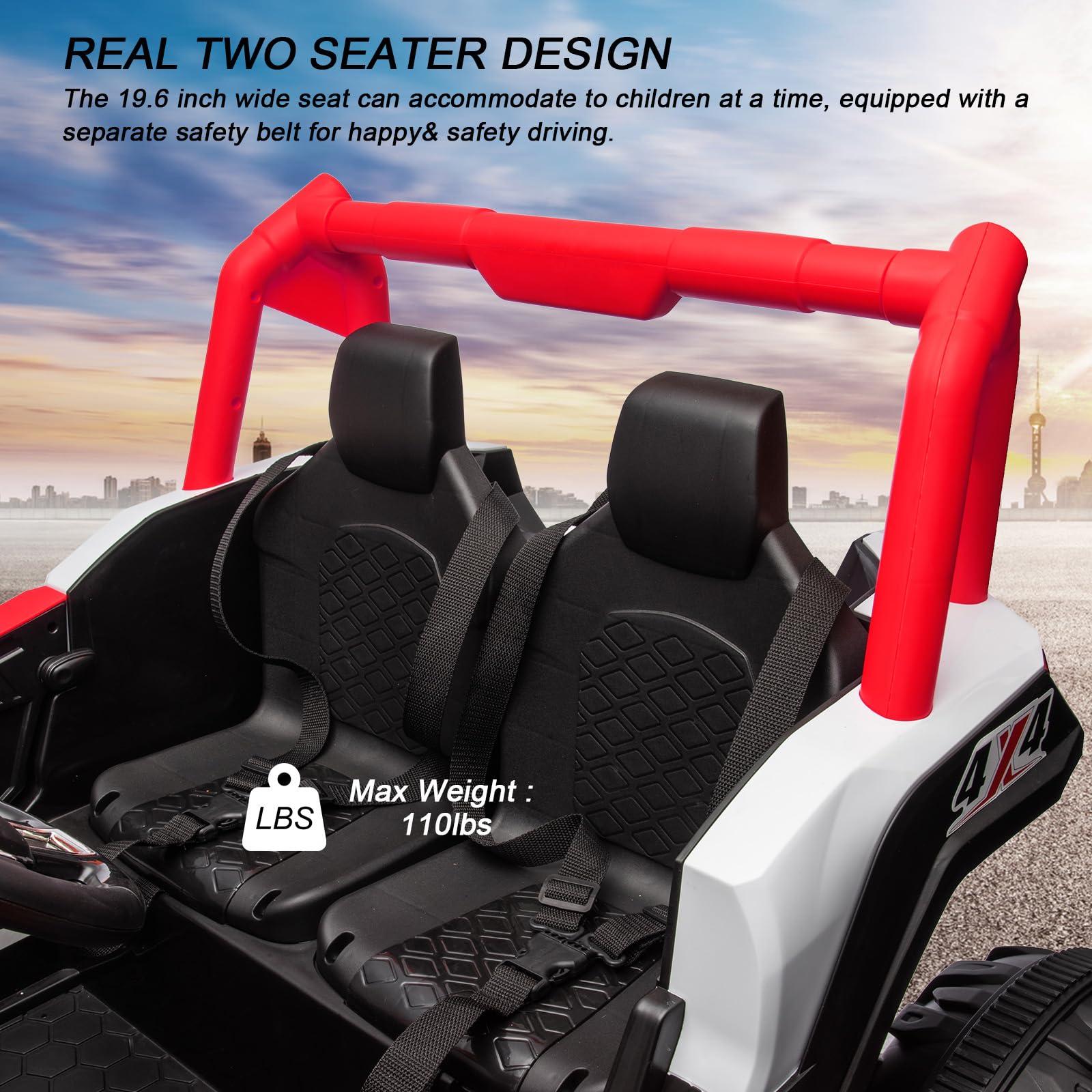 Garvee 24V Ride On Truck 2 Seater Remote Control 4-Wheeler Suspension 3 Speeds LED Lights Durable Plastic Outdoor Fun