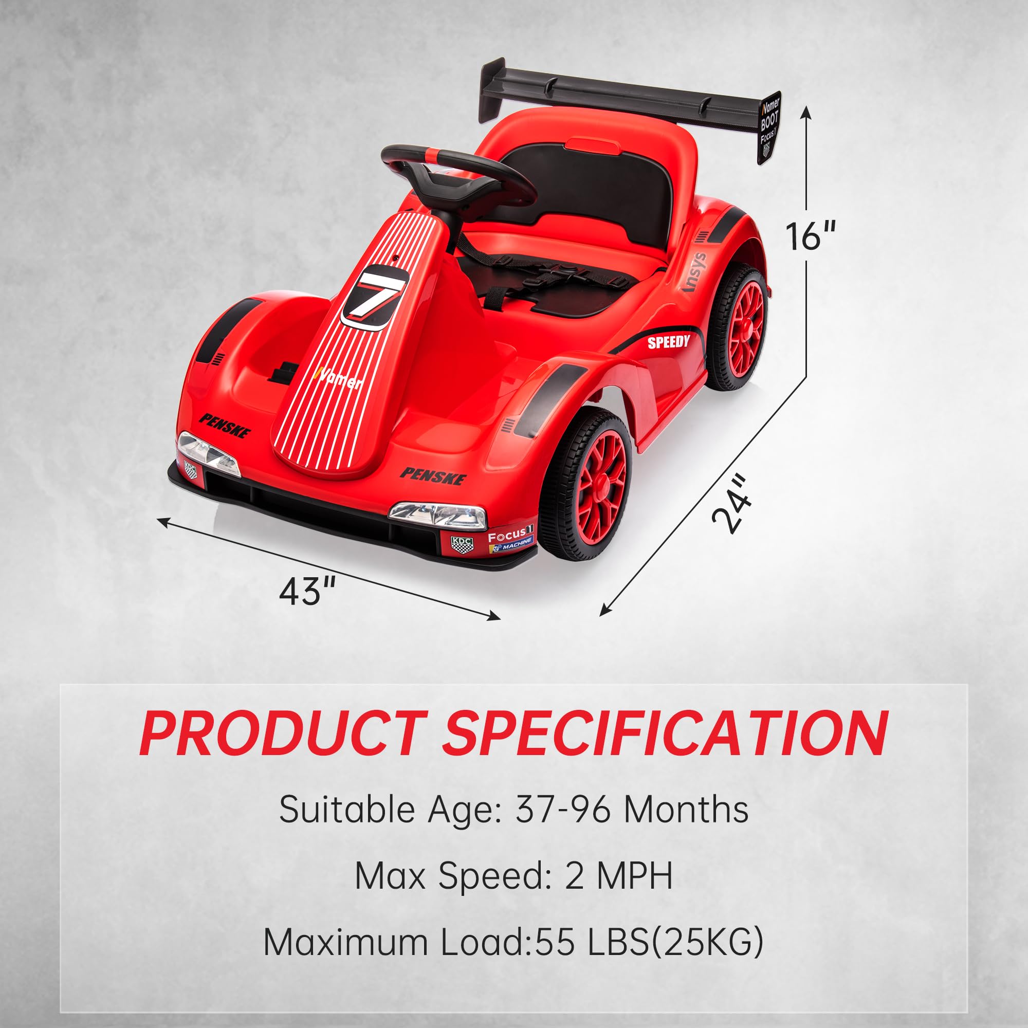 Garvee Kids Electric Go Kart 6V Ride On Car with Parent Remote Control, LED Dashboard, Drift Function, Reinforced Steel Frame, Safety Belt, Music Player, for Toddlers Outdoor Play