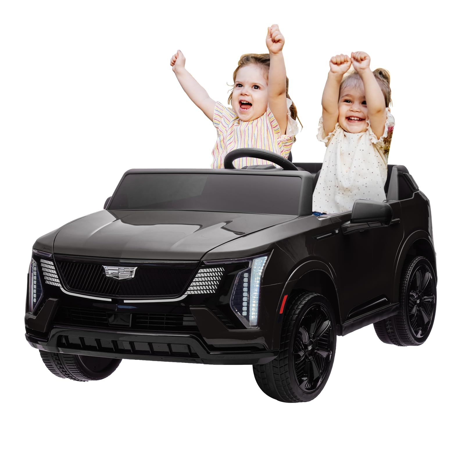 Garvee 24V 2-Seater Kids Ride On Car Licensed Cadillac Electric Toy with Remote Control, Spring Suspension, Music, LED Lights, Battery Powered for Toddlers