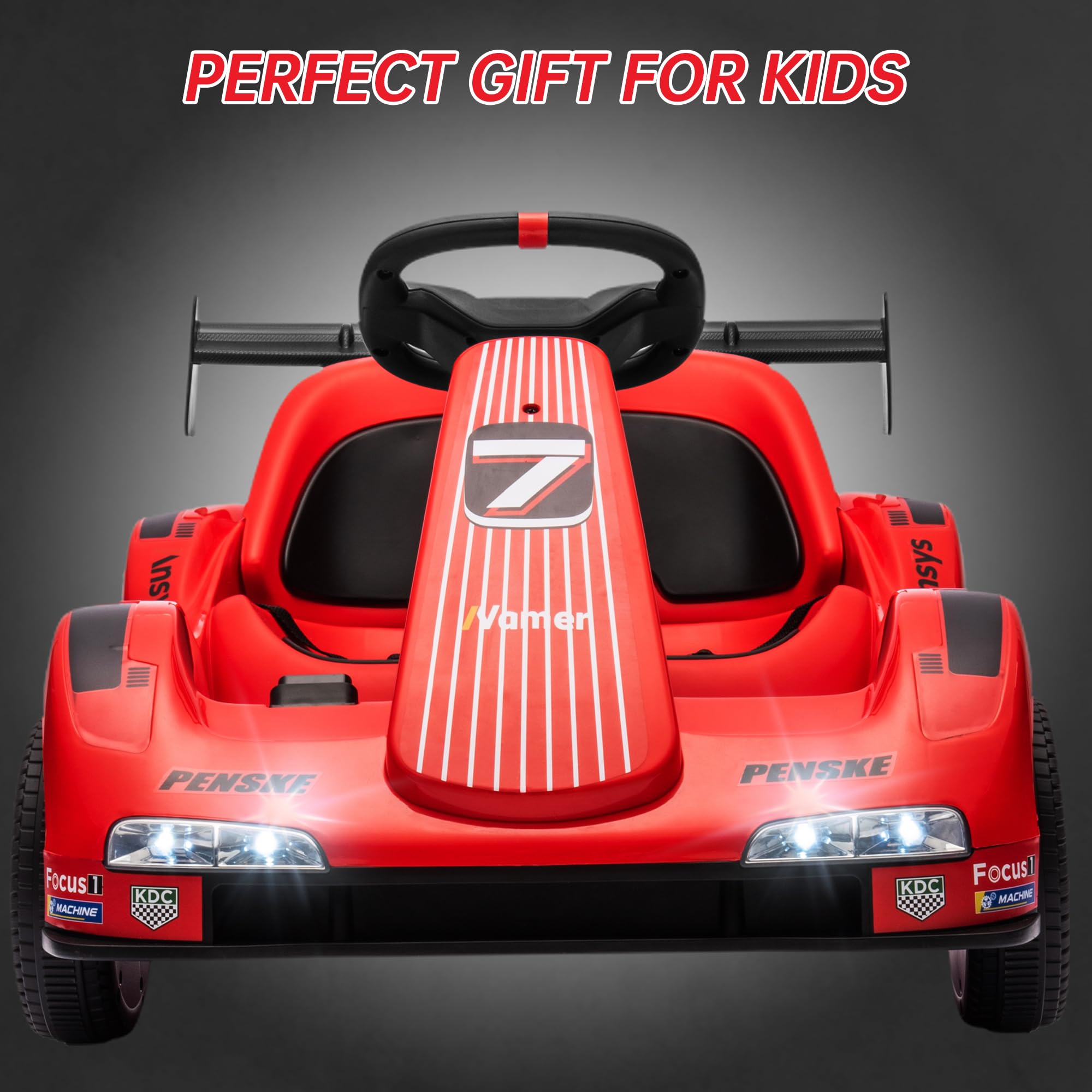 Garvee Kids Electric Go Kart 6V Ride On Car with Parent Remote Control, LED Dashboard, Drift Function, Reinforced Steel Frame, Safety Belt, Music Player, for Toddlers Outdoor Play