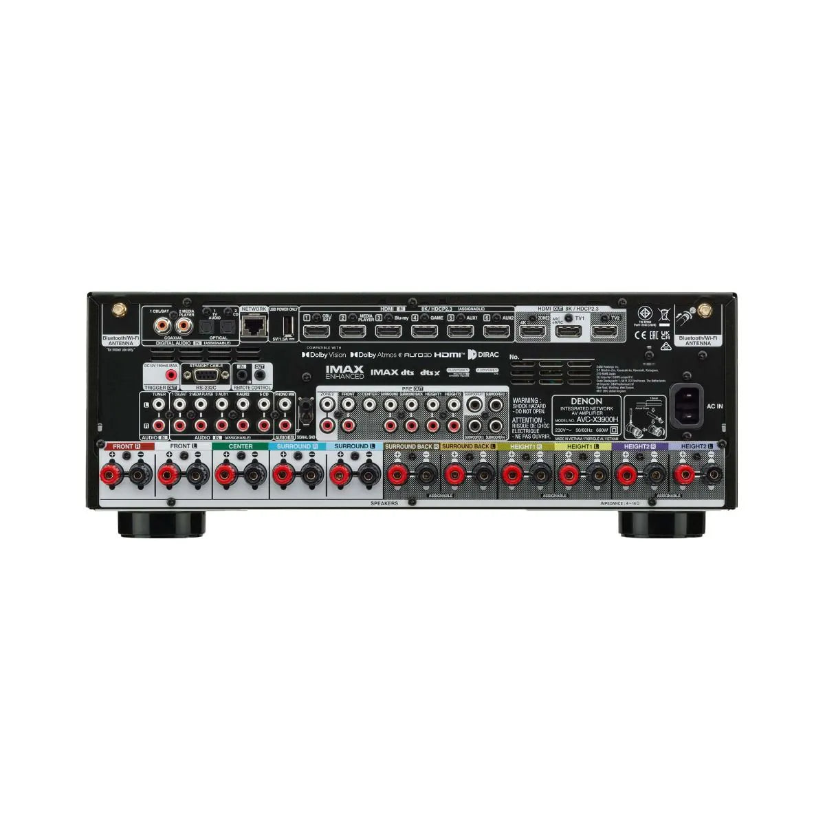 Denon AVC-X3900H 9.4 Ch. 105W 4K/8K Dolby Atmos AV Amplifier Powered by HEOS - Black
