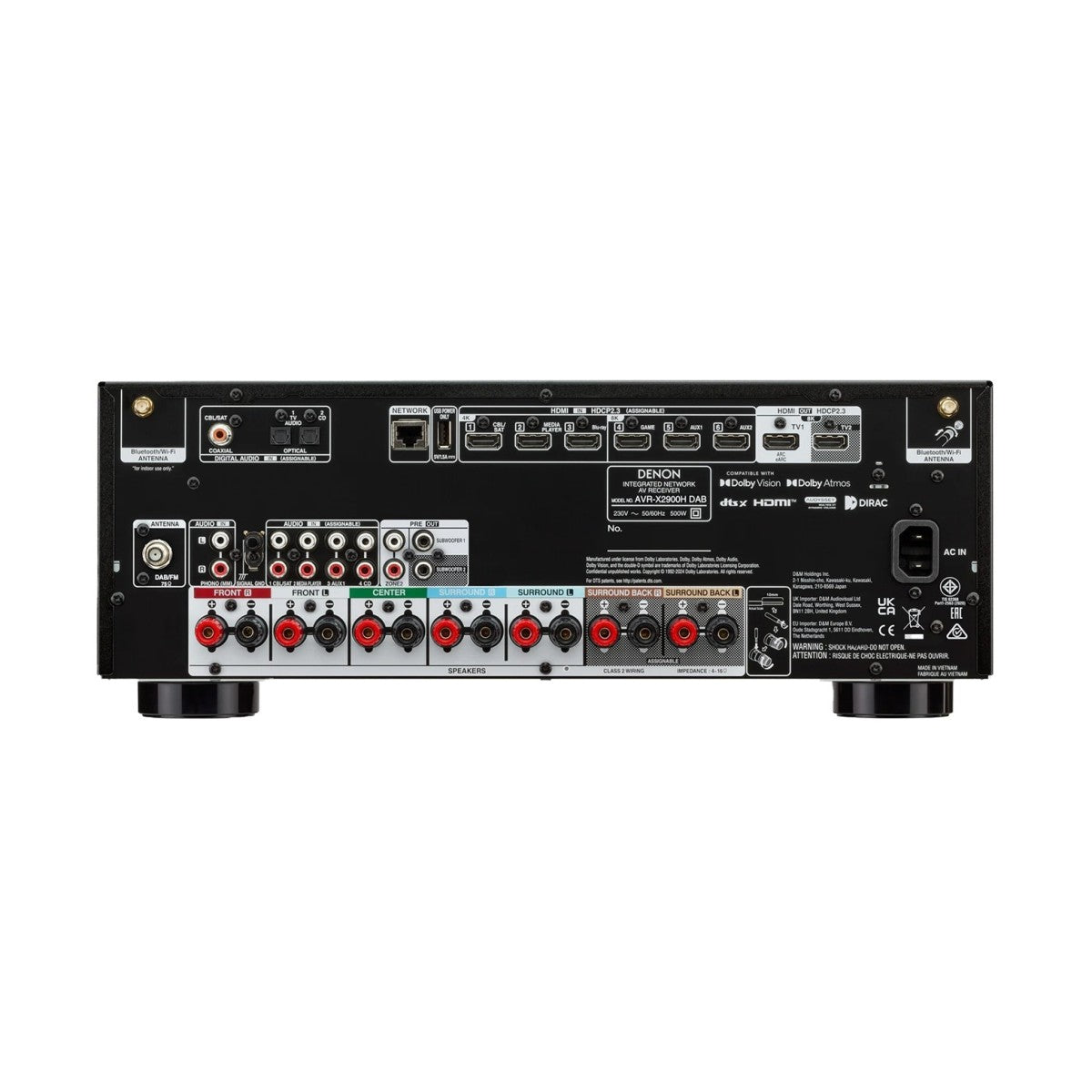 Denon AVR-X2900H DAB 7.2 Ch. 95W 4K/8K Dolby Atmos AV Receiver Powered by HEOS - Black